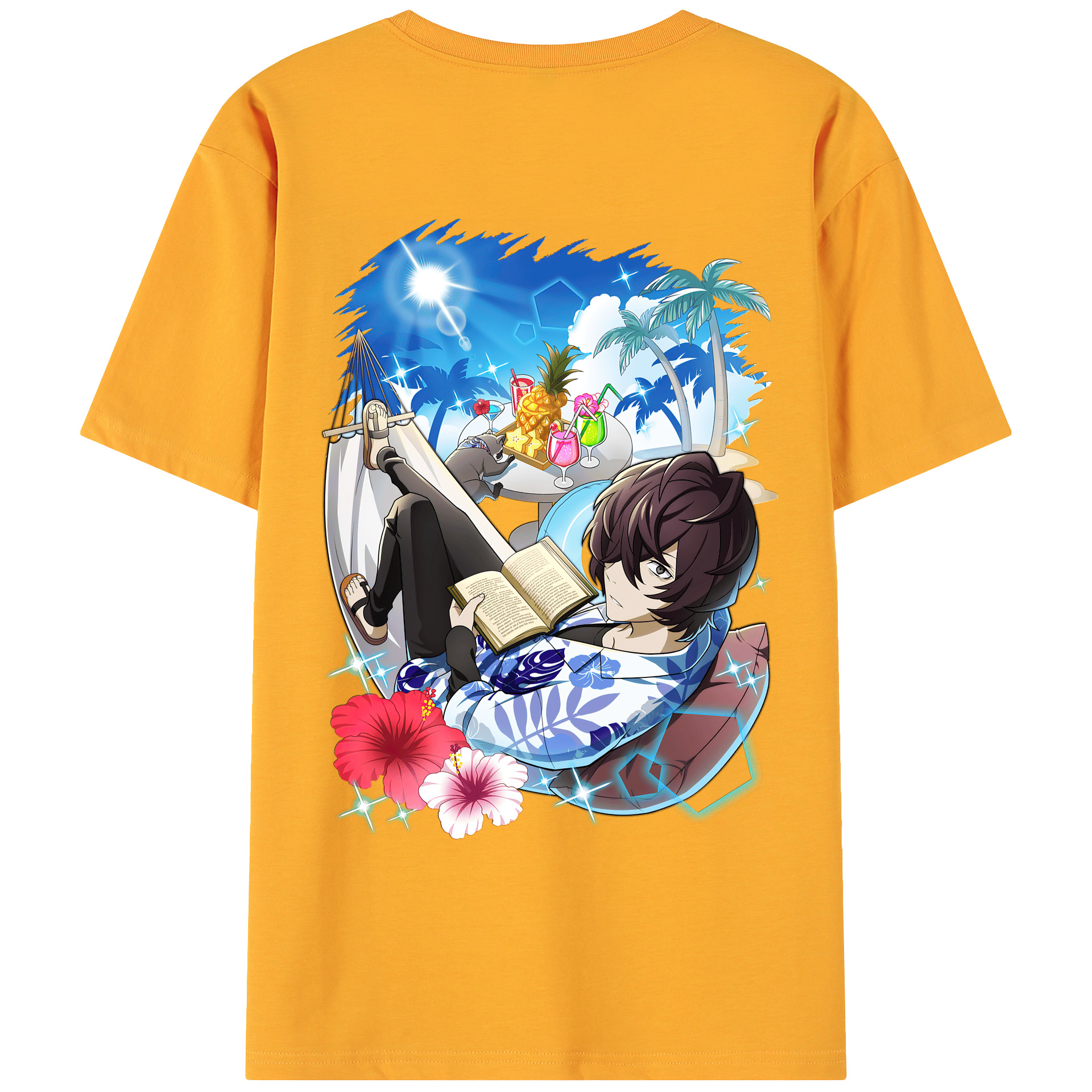 （画像用） 文豪ストレイドッグス Bungo Stray Dogs 綿100％ メンズ半袖Tシャツ（バックプリント） 通気性