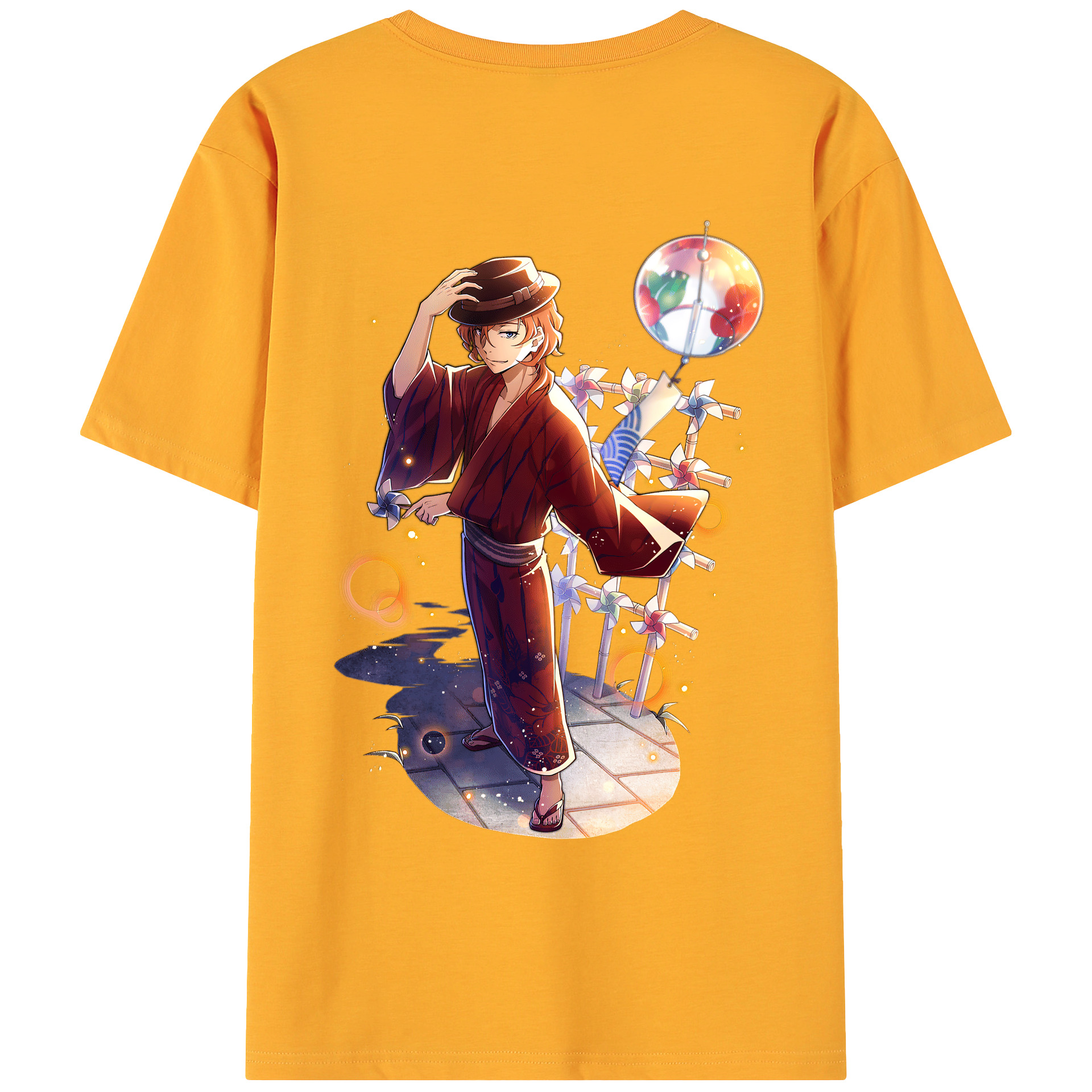 （画像用） 文豪ストレイドッグス Bungo Stray Dogs 綿100％ メンズ半袖Tシャツ（バックプリント） 通気性