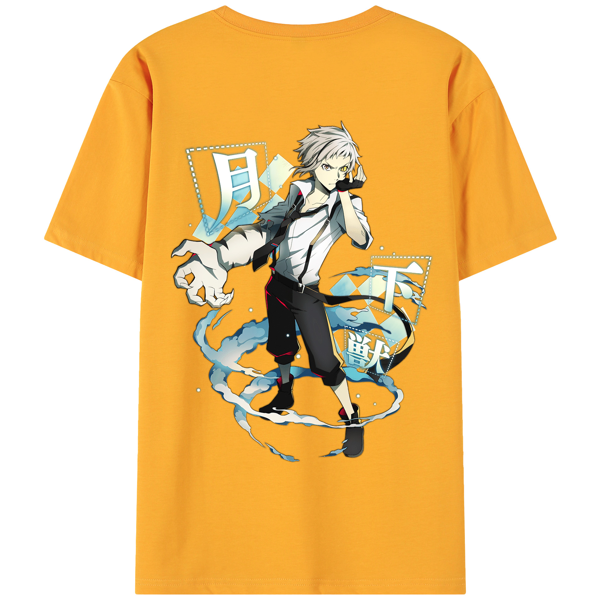 （画像用） 文豪ストレイドッグス Bungo Stray Dogs 綿100％ メンズ半袖Tシャツ（バックプリント） 通気性