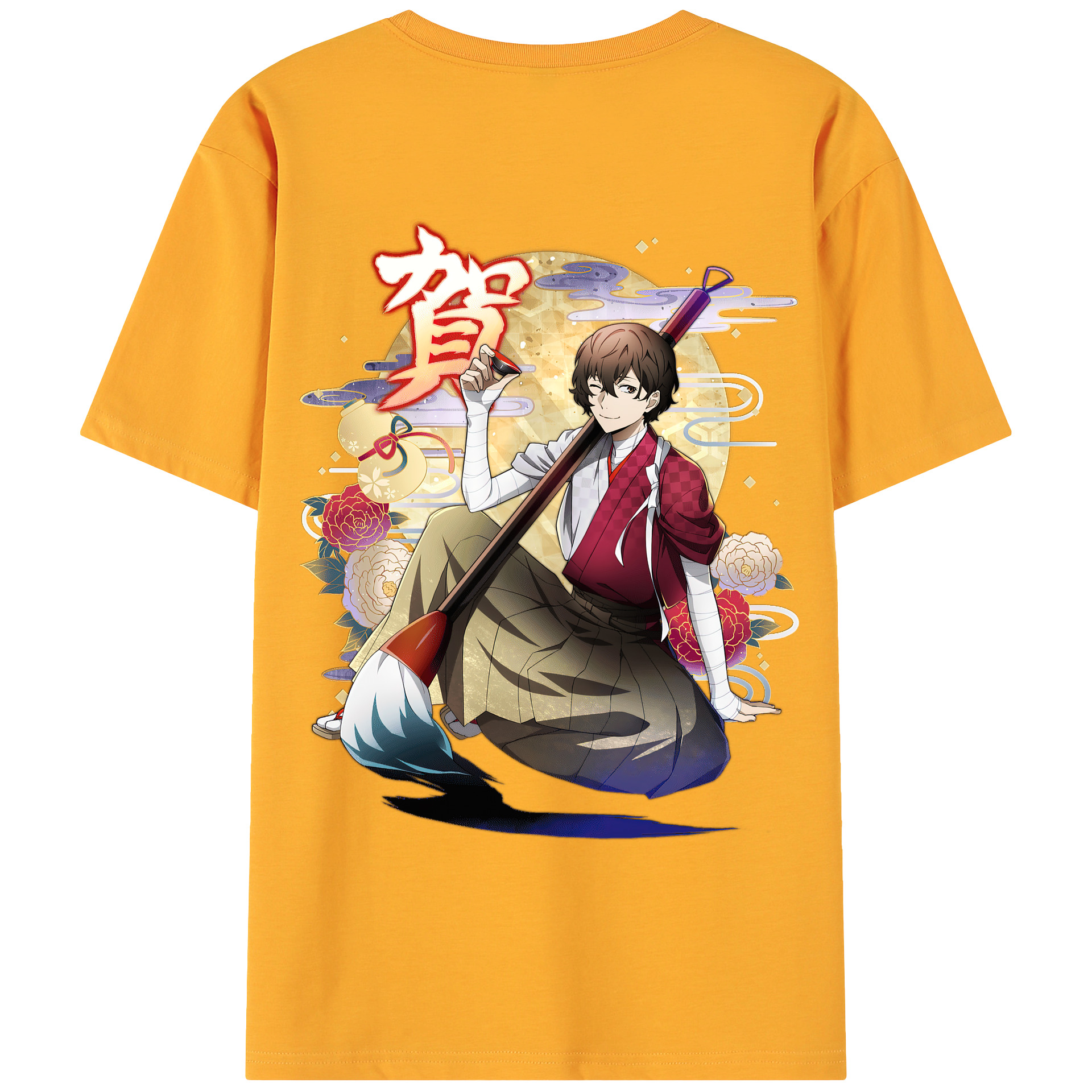 （画像用） 文豪ストレイドッグス Bungo Stray Dogs 綿100％ メンズ半袖Tシャツ（バックプリント） 通気性