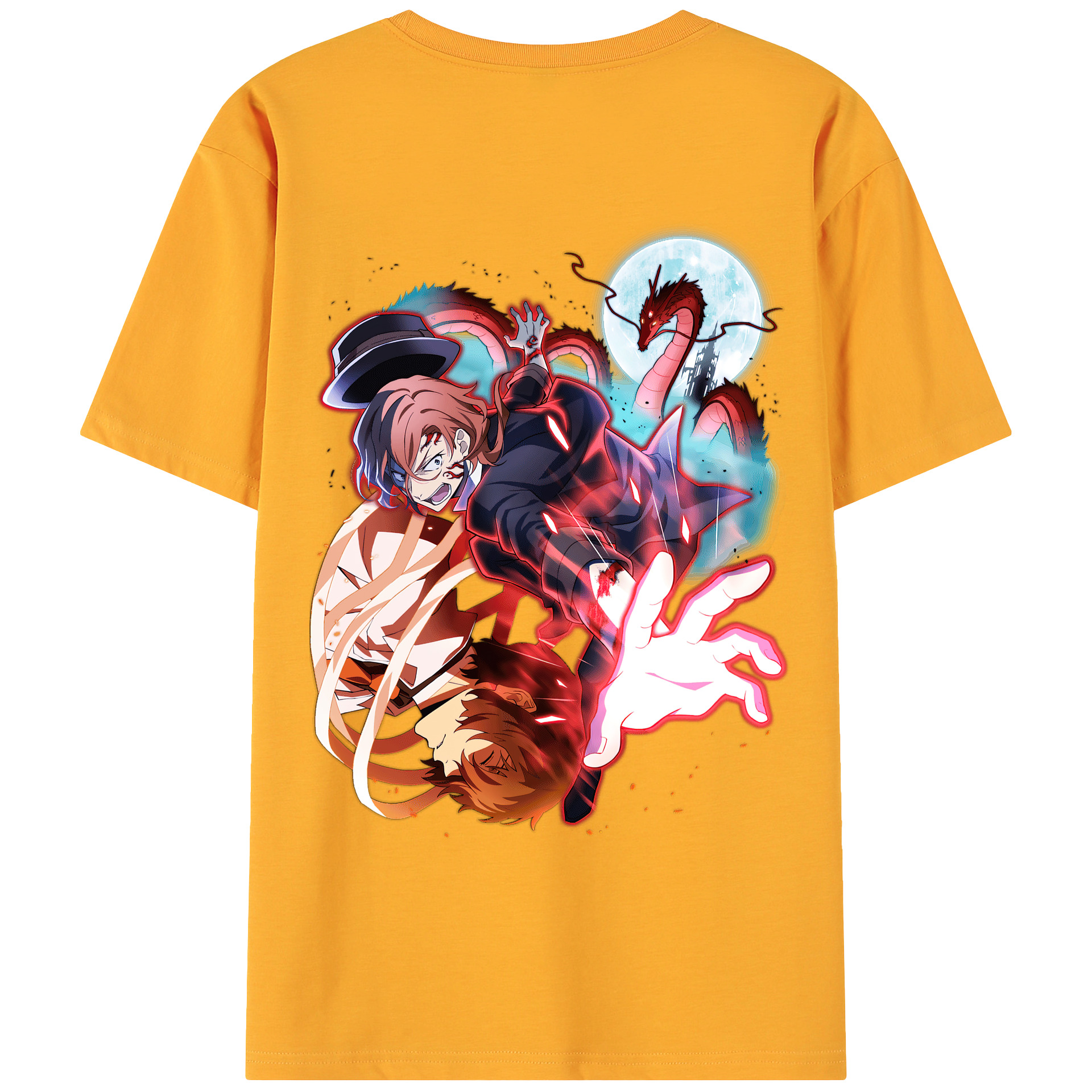 （画像用） 文豪ストレイドッグス Bungo Stray Dogs 綿100％ メンズ半袖Tシャツ（バックプリント） 通気性