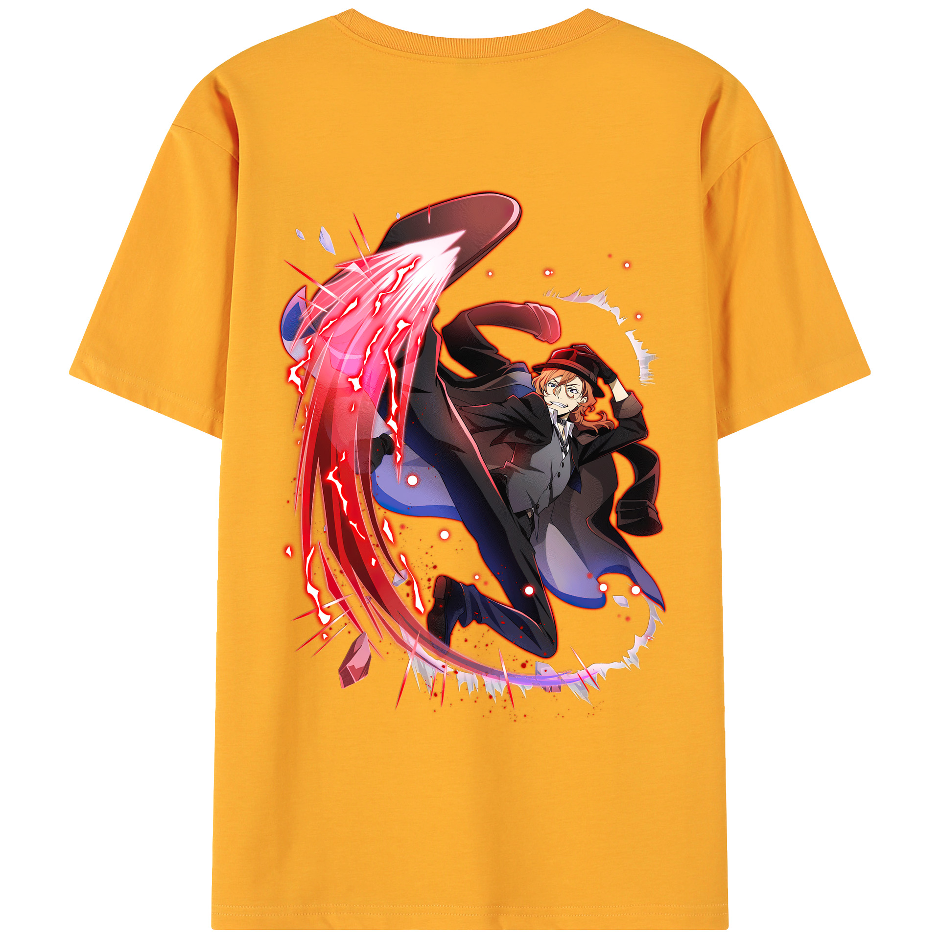 （画像用） 文豪ストレイドッグス Bungo Stray Dogs 綿100％ メンズ半袖Tシャツ（バックプリント） 通気性