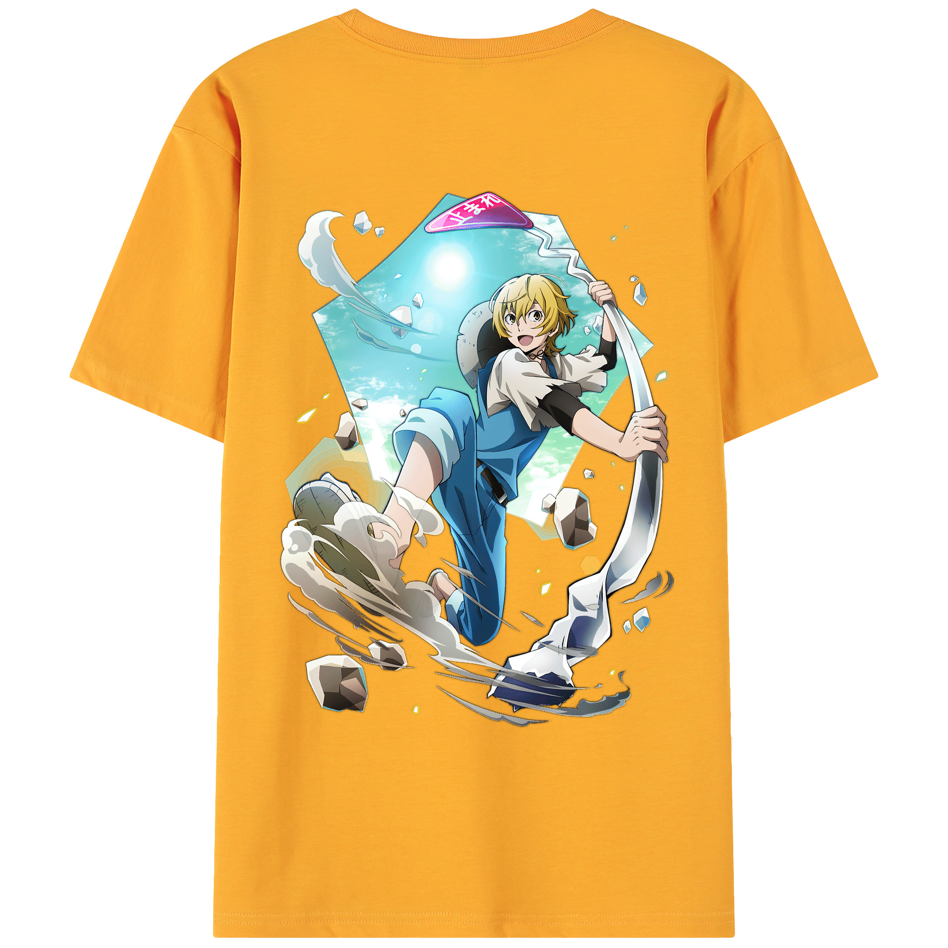 （画像用） 文豪ストレイドッグス Bungo Stray Dogs 綿100％ メンズ半袖Tシャツ（バックプリント） 通気性