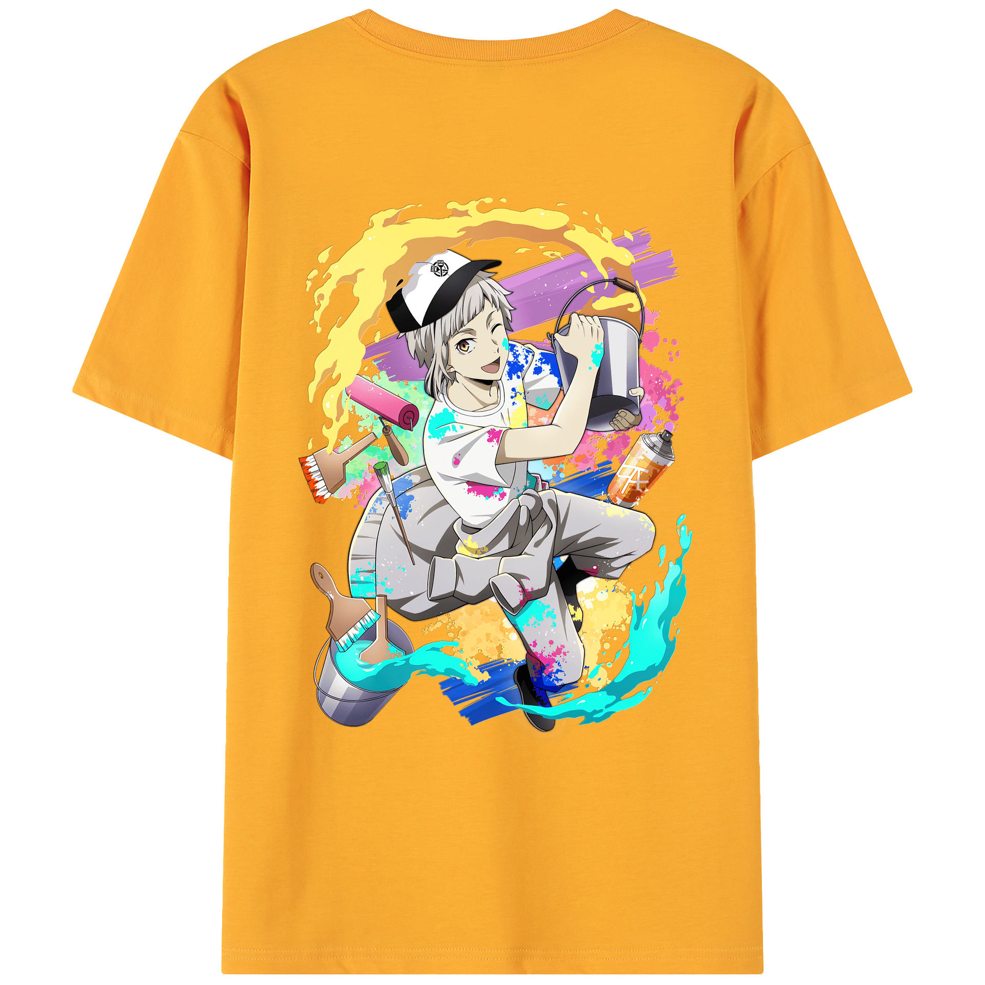（画像用） 文豪ストレイドッグス Bungo Stray Dogs 綿100％ メンズ半袖Tシャツ（バックプリント） 通気性