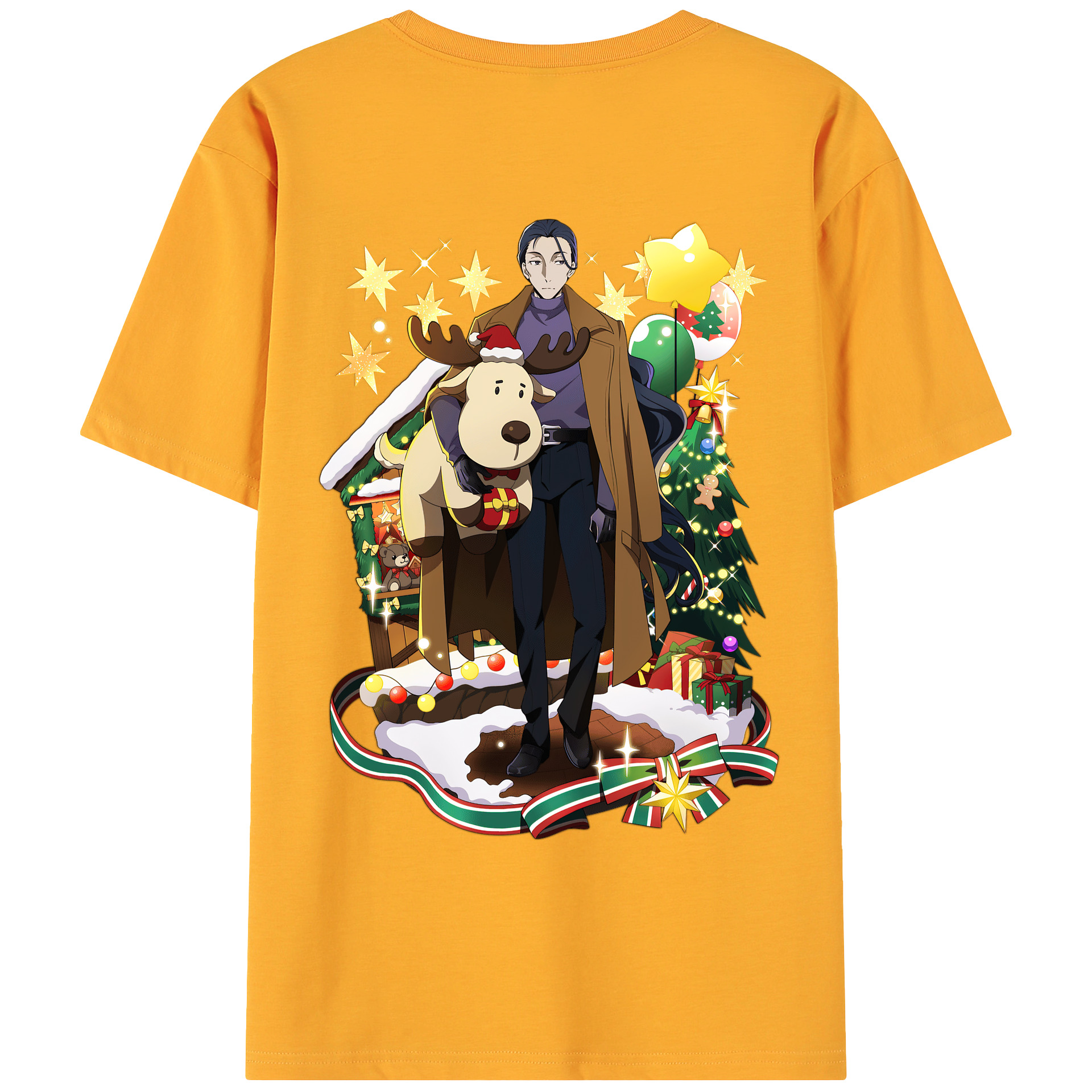 （画像用） 文豪ストレイドッグス Bungo Stray Dogs 綿100％ メンズ半袖Tシャツ（バックプリント） 通気性