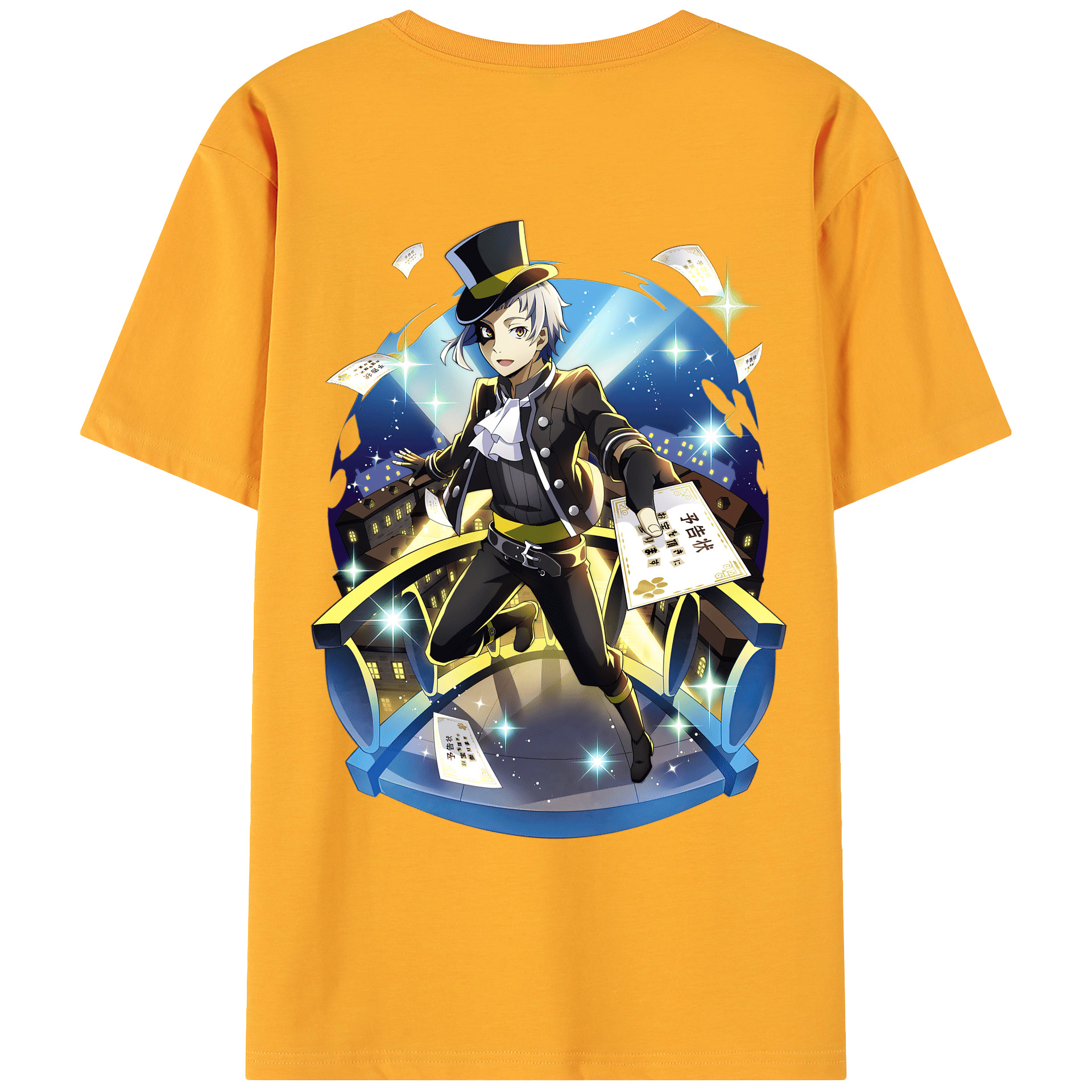 （画像用） 文豪ストレイドッグス Bungo Stray Dogs 綿100％ メンズ半袖Tシャツ（バックプリント） 通気性