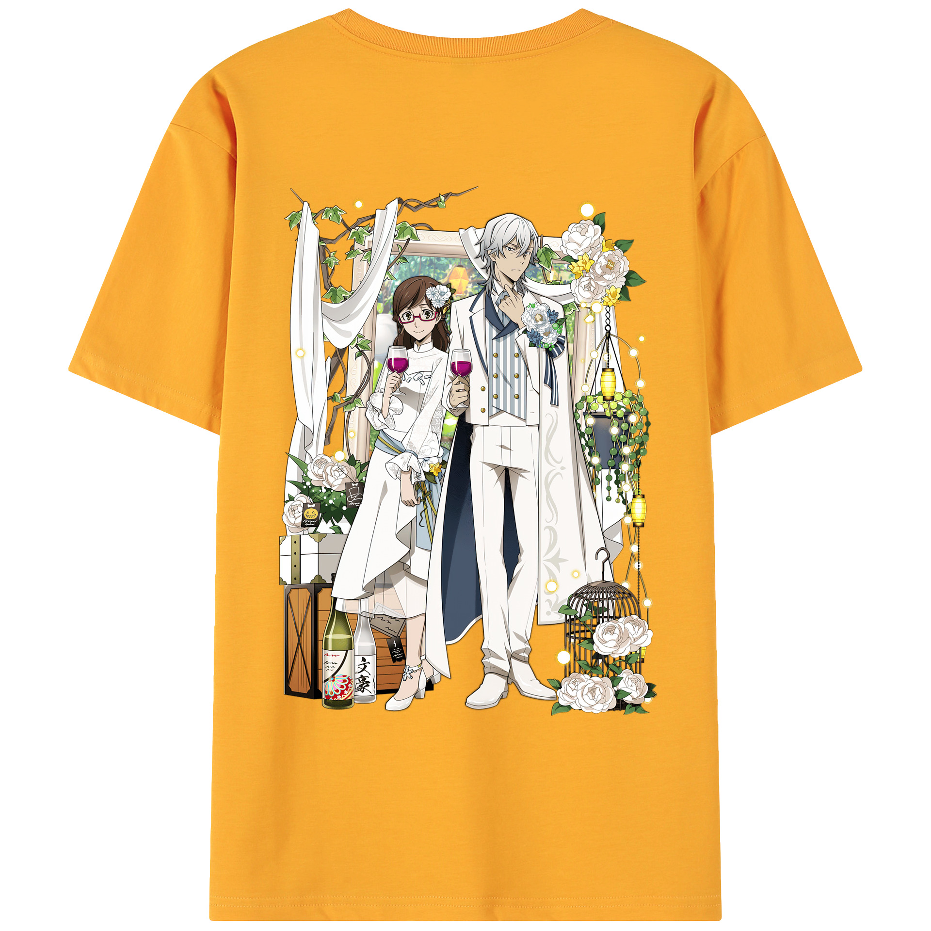 （画像用） 文豪ストレイドッグス Bungo Stray Dogs 綿100％ メンズ半袖Tシャツ（バックプリント） 通気性