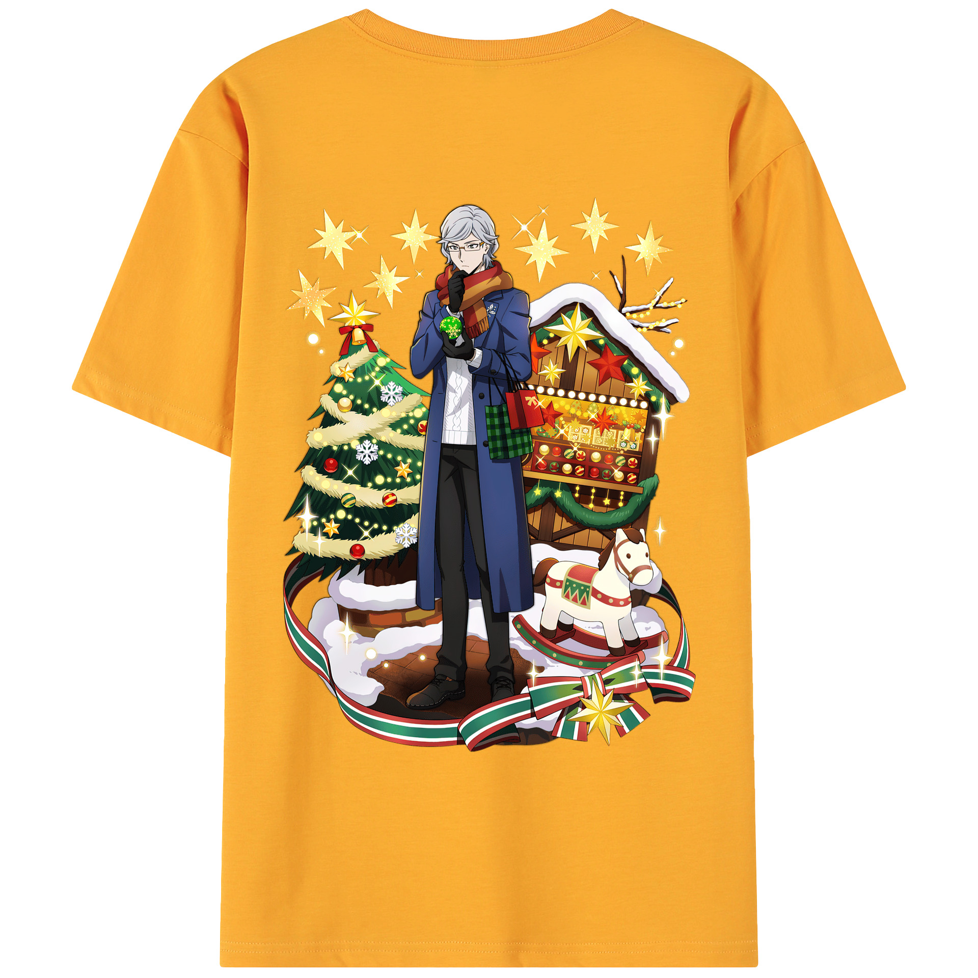 （画像用） 文豪ストレイドッグス Bungo Stray Dogs 綿100％ メンズ半袖Tシャツ（バックプリント） 通気性