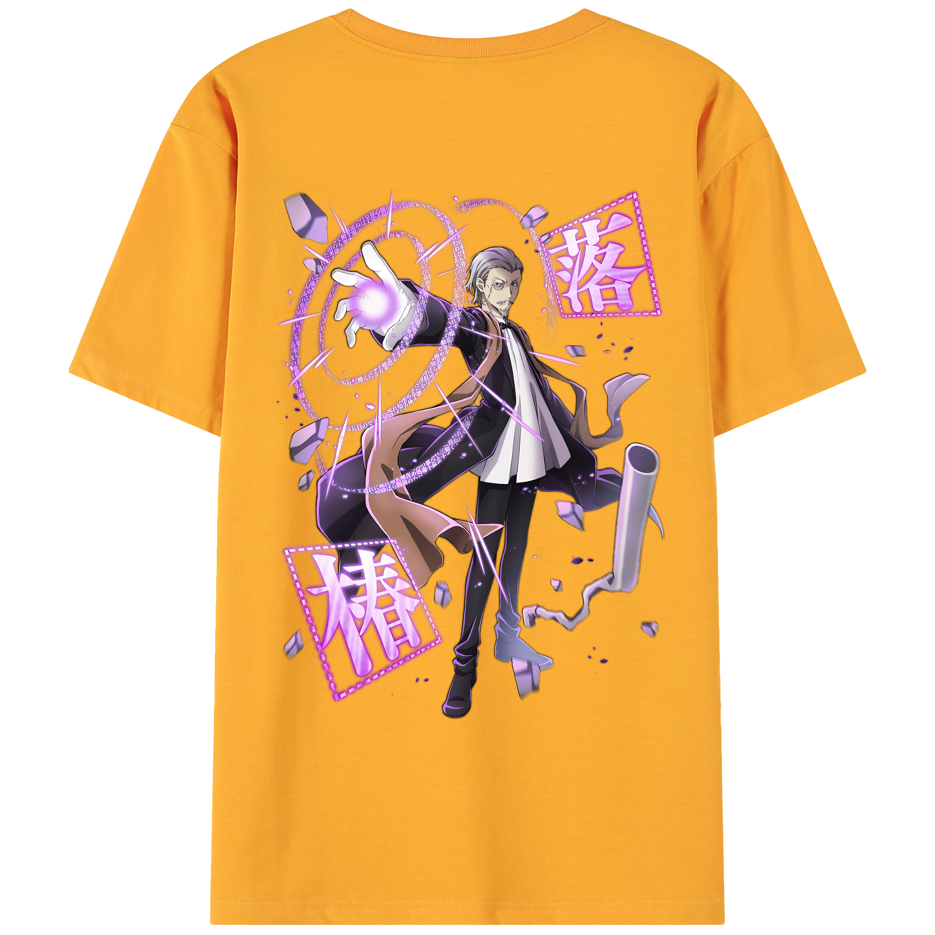 （画像用） 文豪ストレイドッグス Bungo Stray Dogs 綿100％ メンズ半袖Tシャツ（バックプリント） 通気性