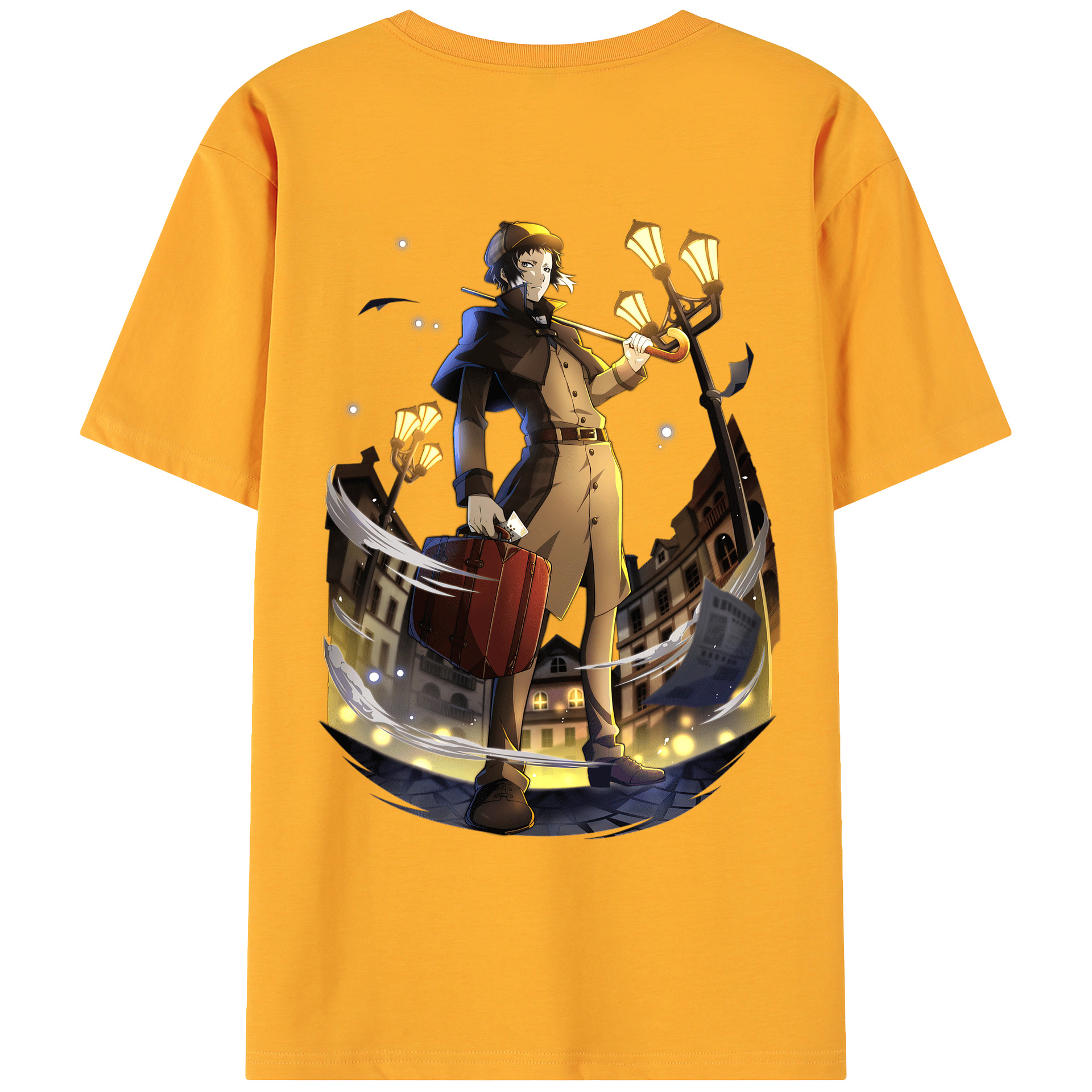（画像用） 文豪ストレイドッグス Bungo Stray Dogs 綿100％ メンズ半袖Tシャツ（バックプリント） 通気性