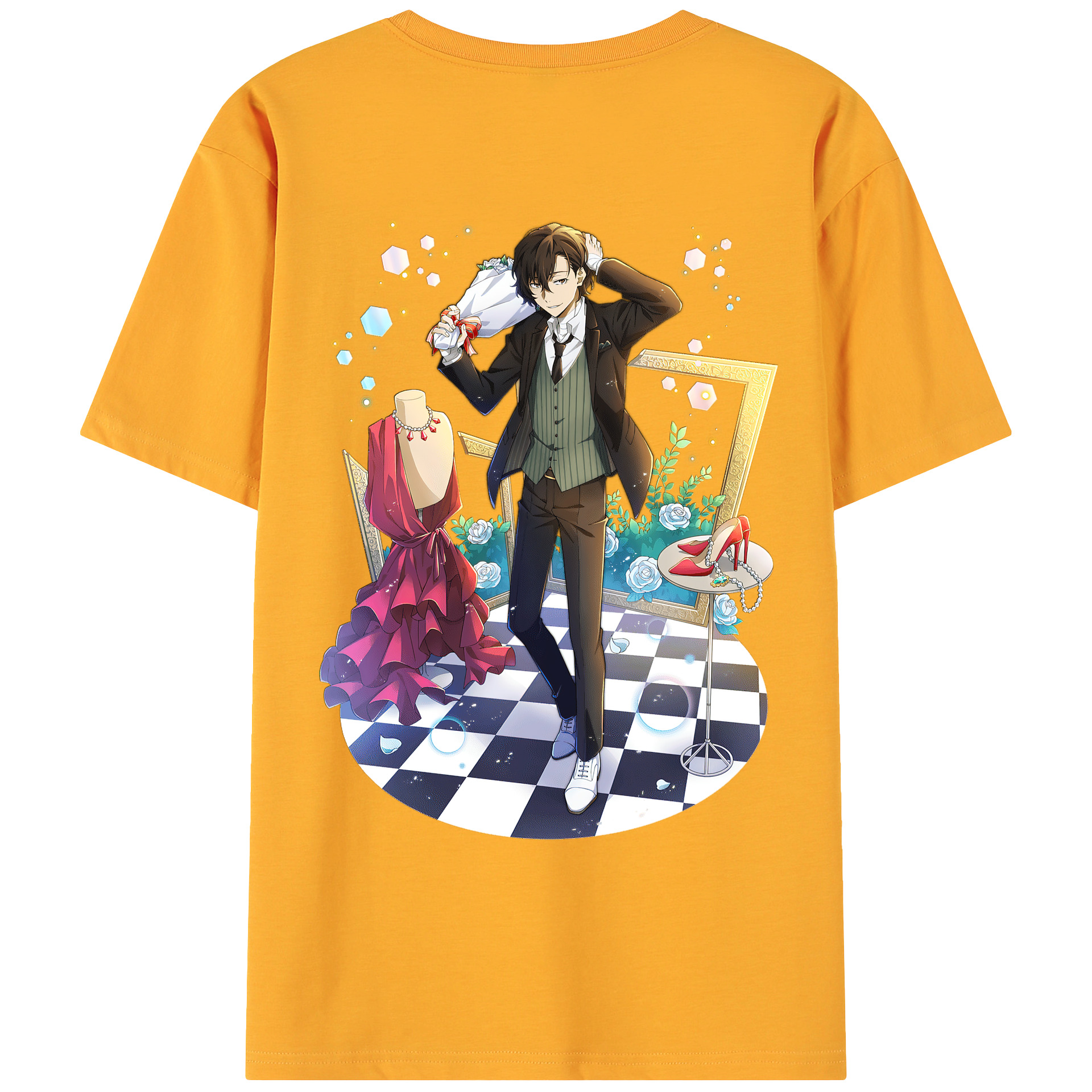（画像用） 文豪ストレイドッグス Bungo Stray Dogs 綿100％ メンズ半袖Tシャツ（バックプリント） 通気性