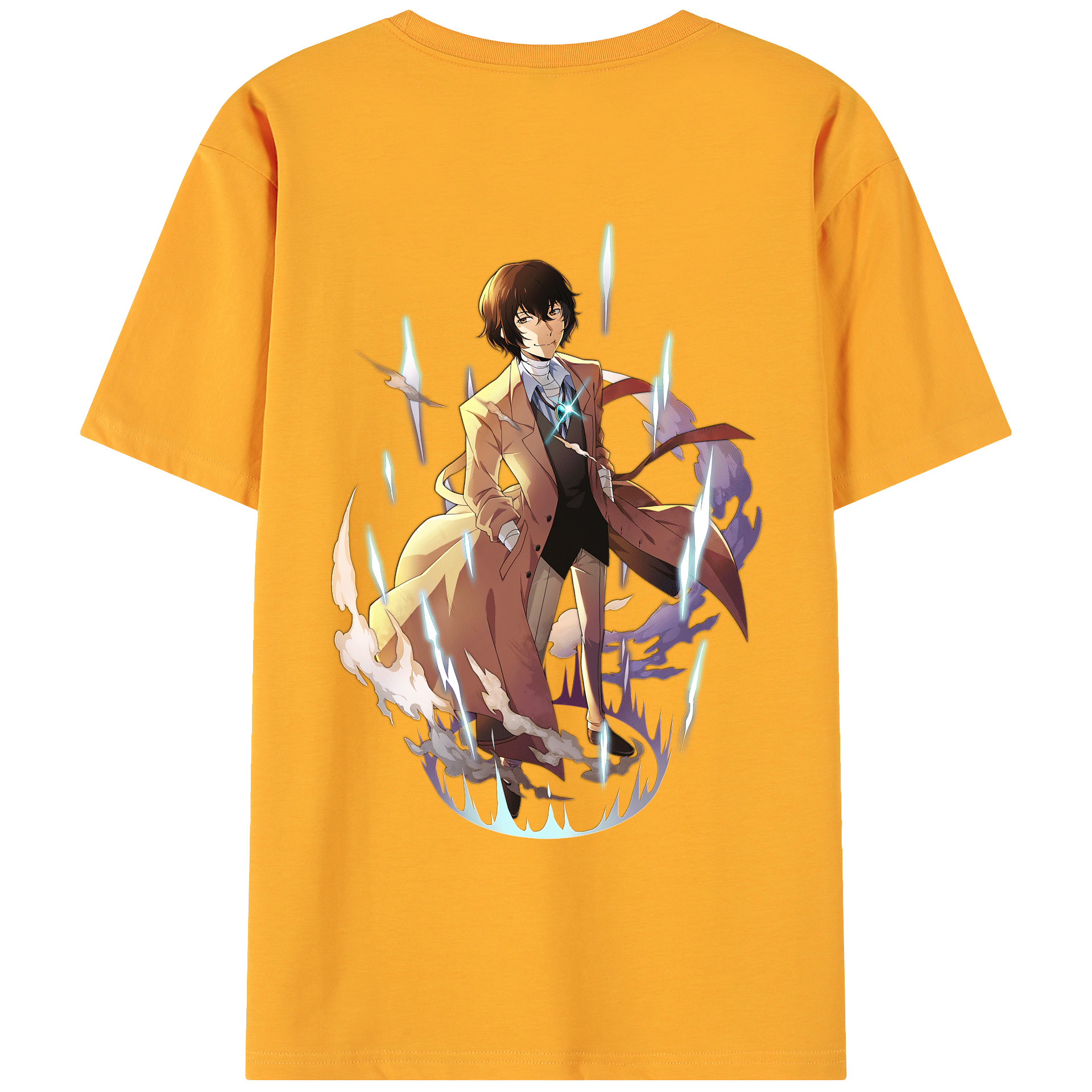 （画像用） 文豪ストレイドッグス Bungo Stray Dogs 綿100％ メンズ半袖Tシャツ（バックプリント） 通気性