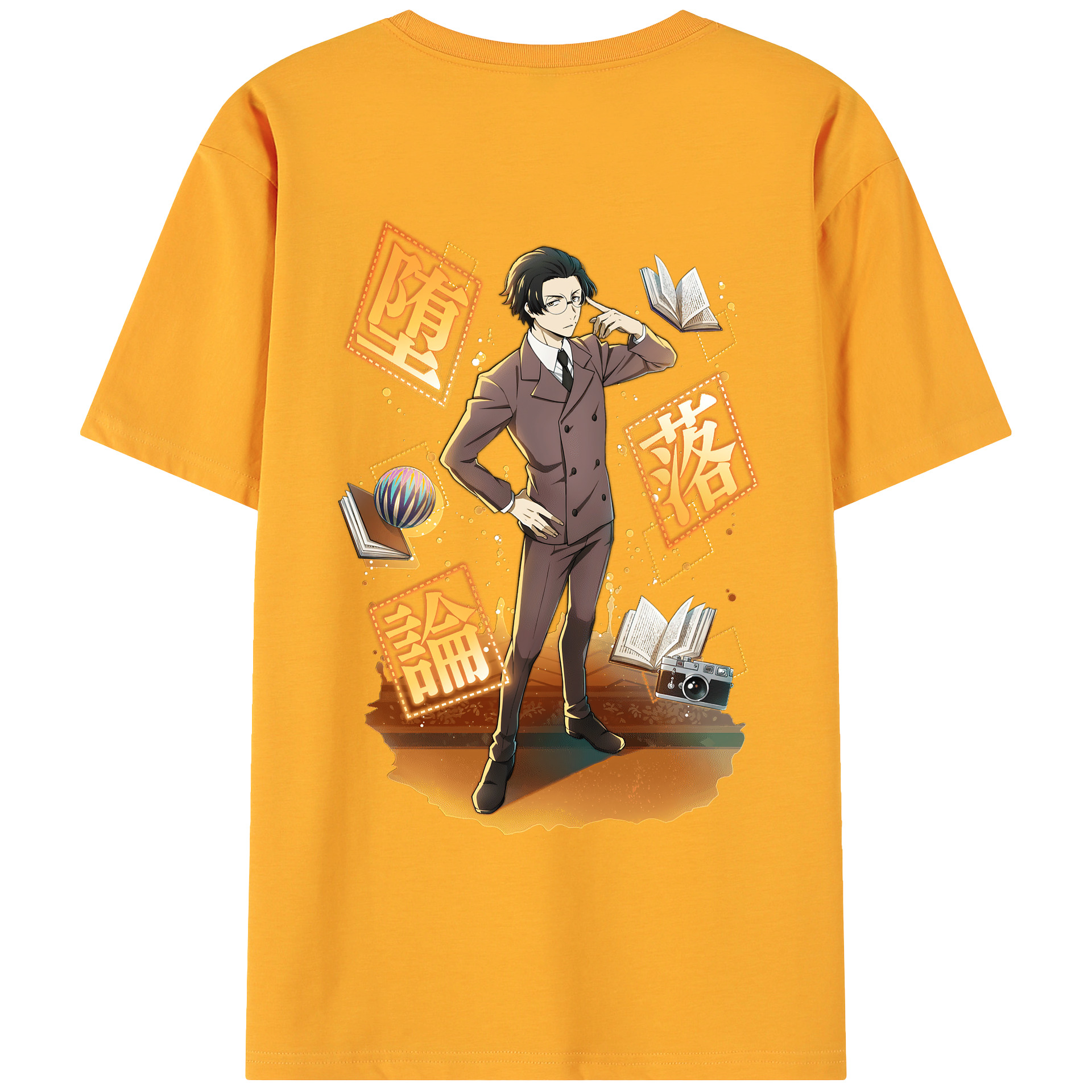 （画像用） 文豪ストレイドッグス Bungo Stray Dogs 綿100％ メンズ半袖Tシャツ（バックプリント） 通気性
