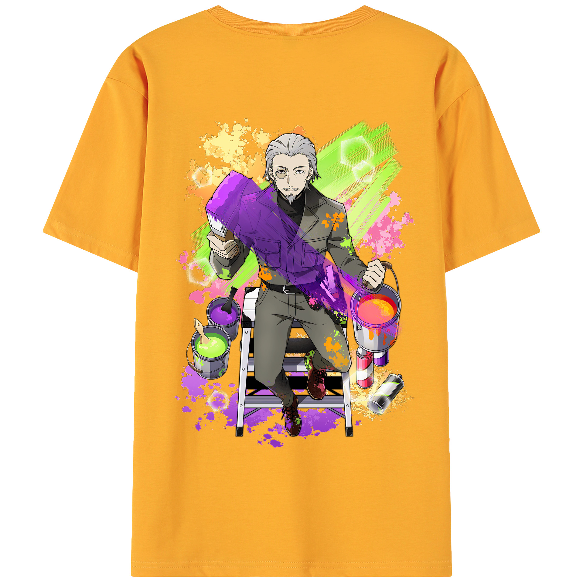 （画像用） 文豪ストレイドッグス Bungo Stray Dogs 綿100％ メンズ半袖Tシャツ（バックプリント） 通気性