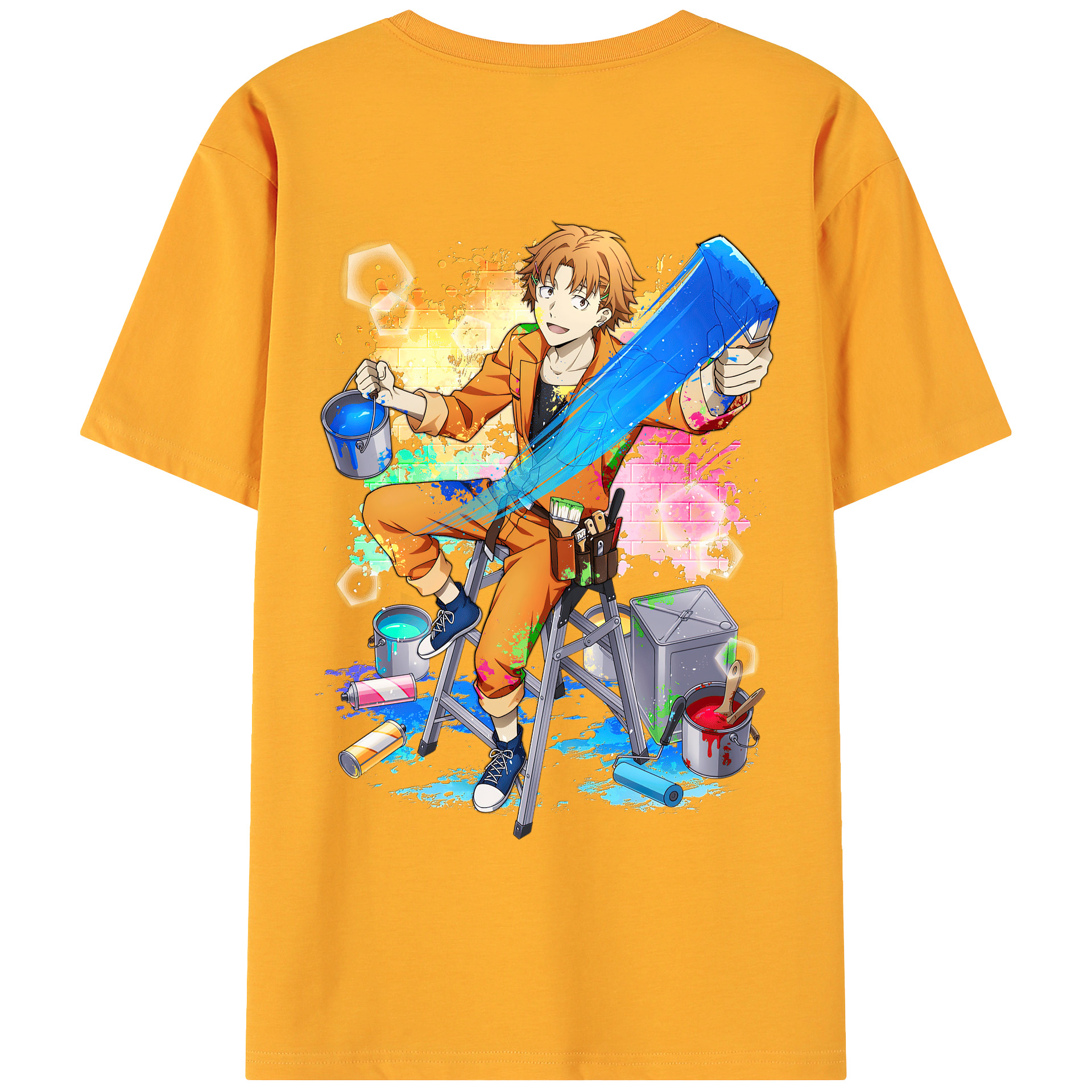 （画像用） 文豪ストレイドッグス Bungo Stray Dogs 綿100％ メンズ半袖Tシャツ（バックプリント） 通気性