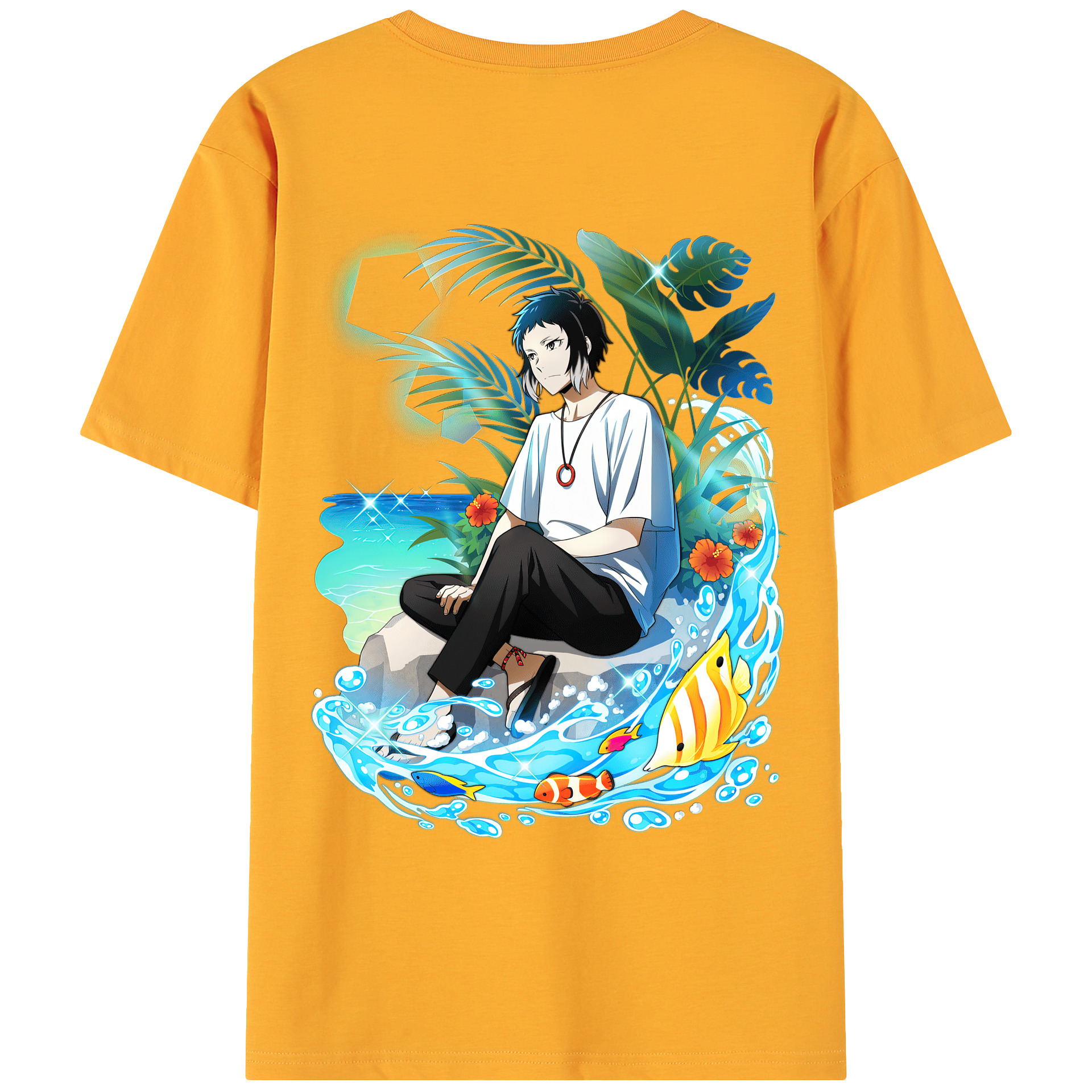 （画像用） 文豪ストレイドッグス Bungo Stray Dogs 綿100％ メンズ半袖Tシャツ（バックプリント） 通気性