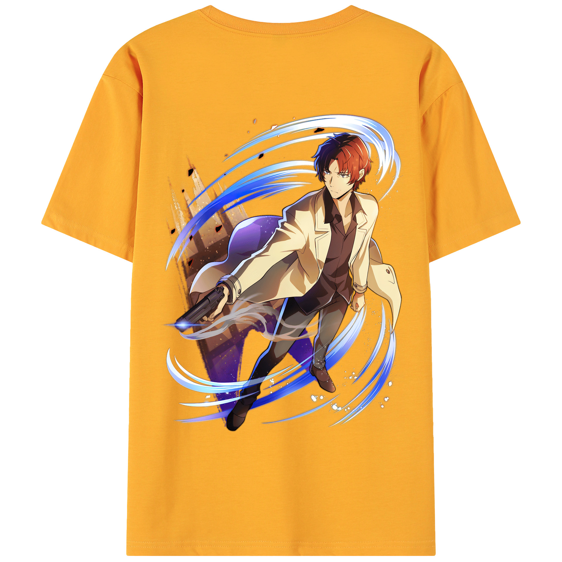 （画像用） 文豪ストレイドッグス Bungo Stray Dogs 綿100％ メンズ半袖Tシャツ（バックプリント） 通気性