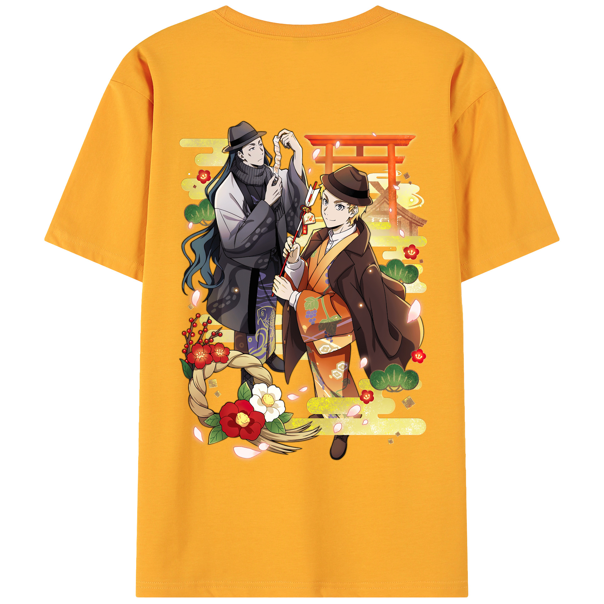 （画像用） 文豪ストレイドッグス Bungo Stray Dogs 綿100％ メンズ半袖Tシャツ（バックプリント） 通気性