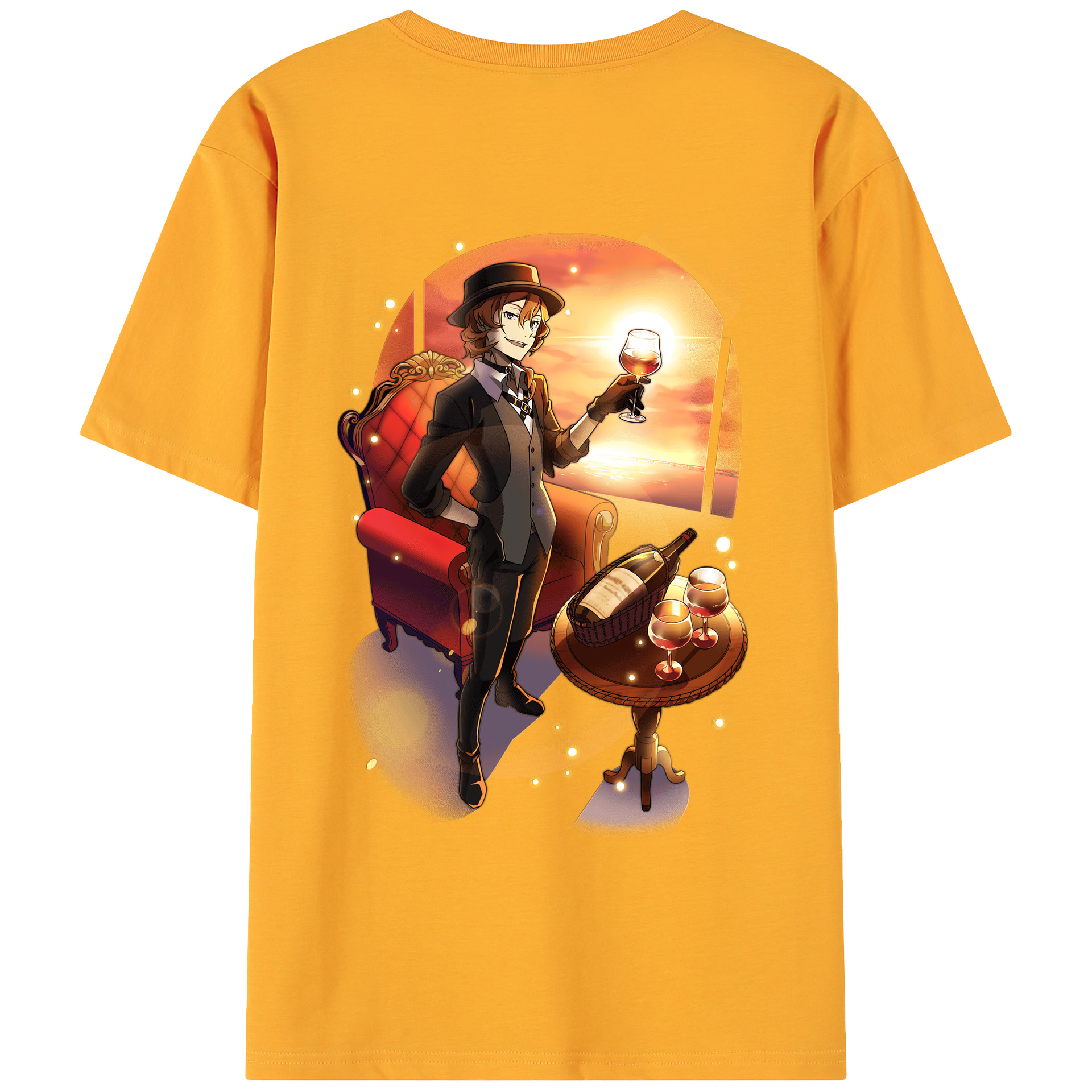 （画像用） 文豪ストレイドッグス Bungo Stray Dogs 綿100％ メンズ半袖Tシャツ（バックプリント） 通気性