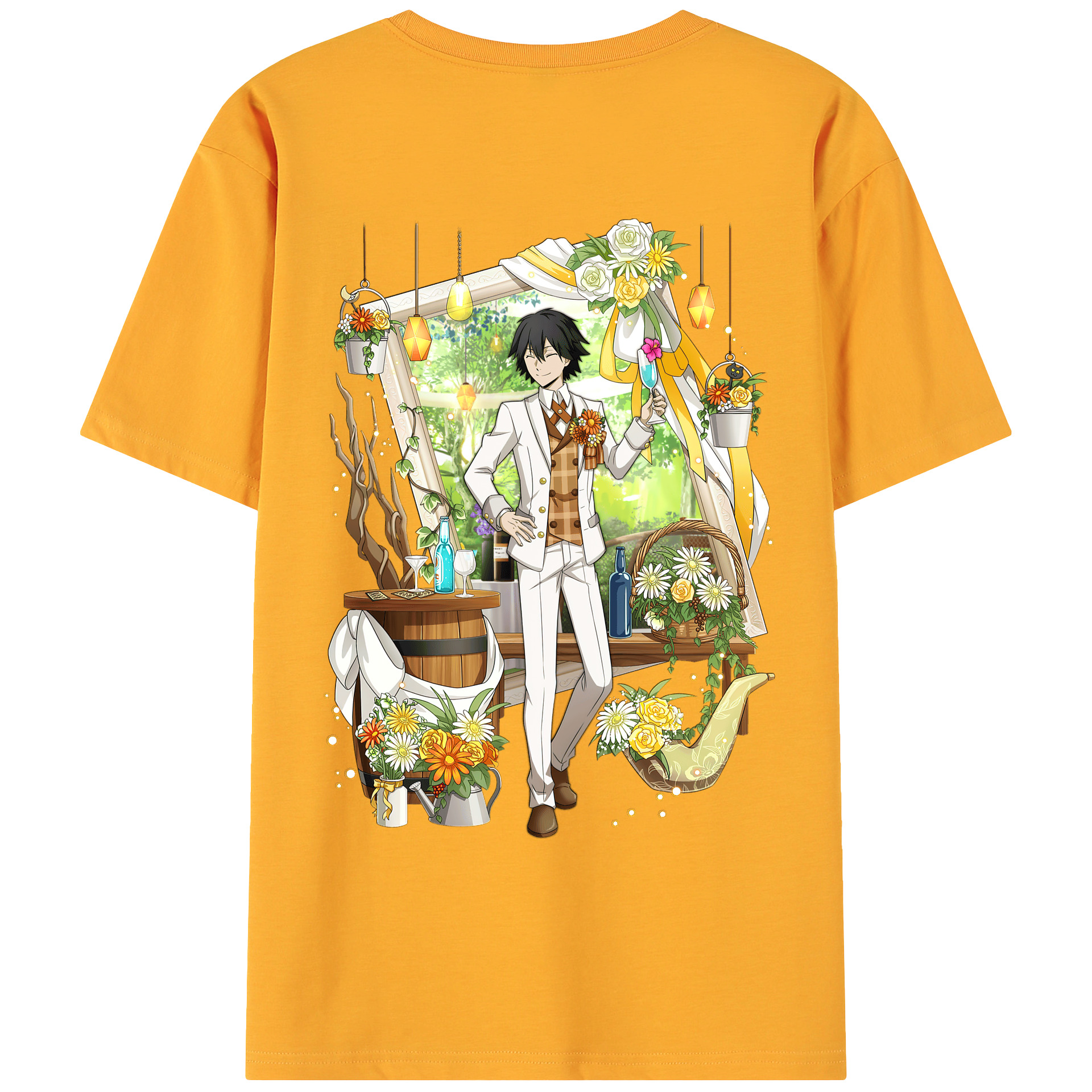 （画像用） 文豪ストレイドッグス Bungo Stray Dogs 綿100％ メンズ半袖Tシャツ（バックプリント） 通気性