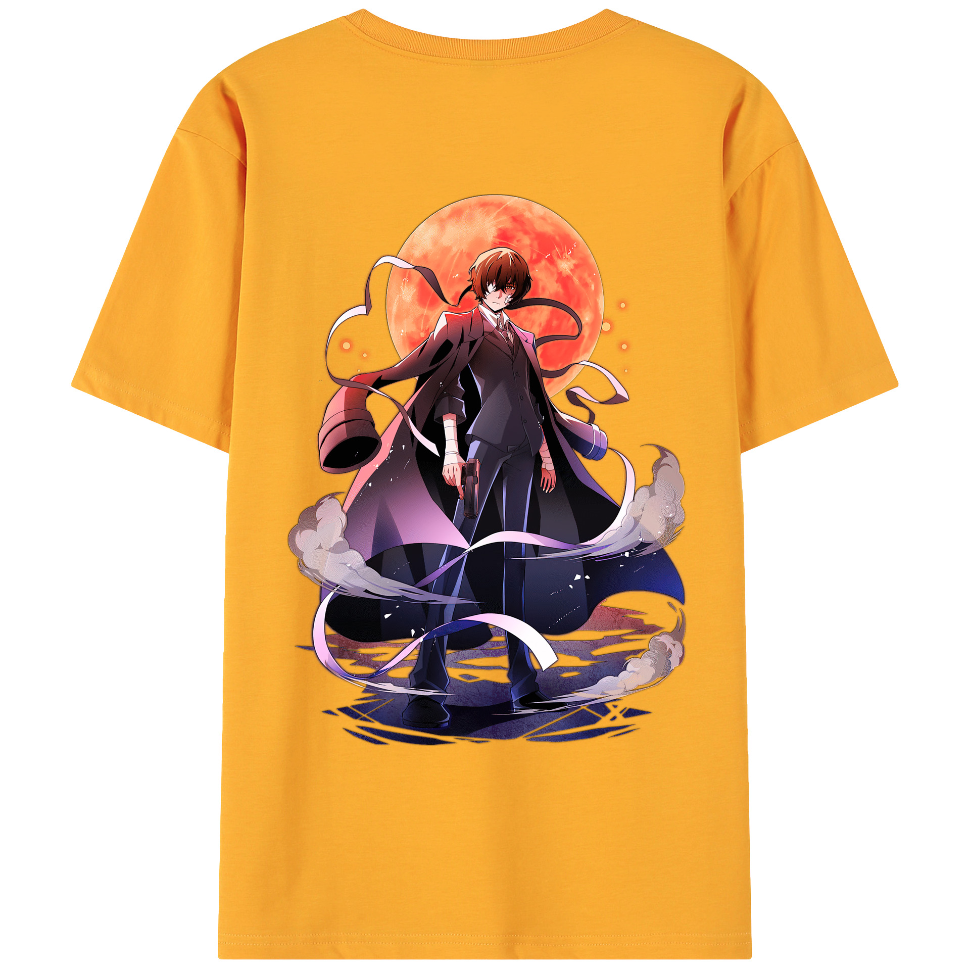 （画像用） 文豪ストレイドッグス Bungo Stray Dogs 綿100％ メンズ半袖Tシャツ（バックプリント） 通気性
