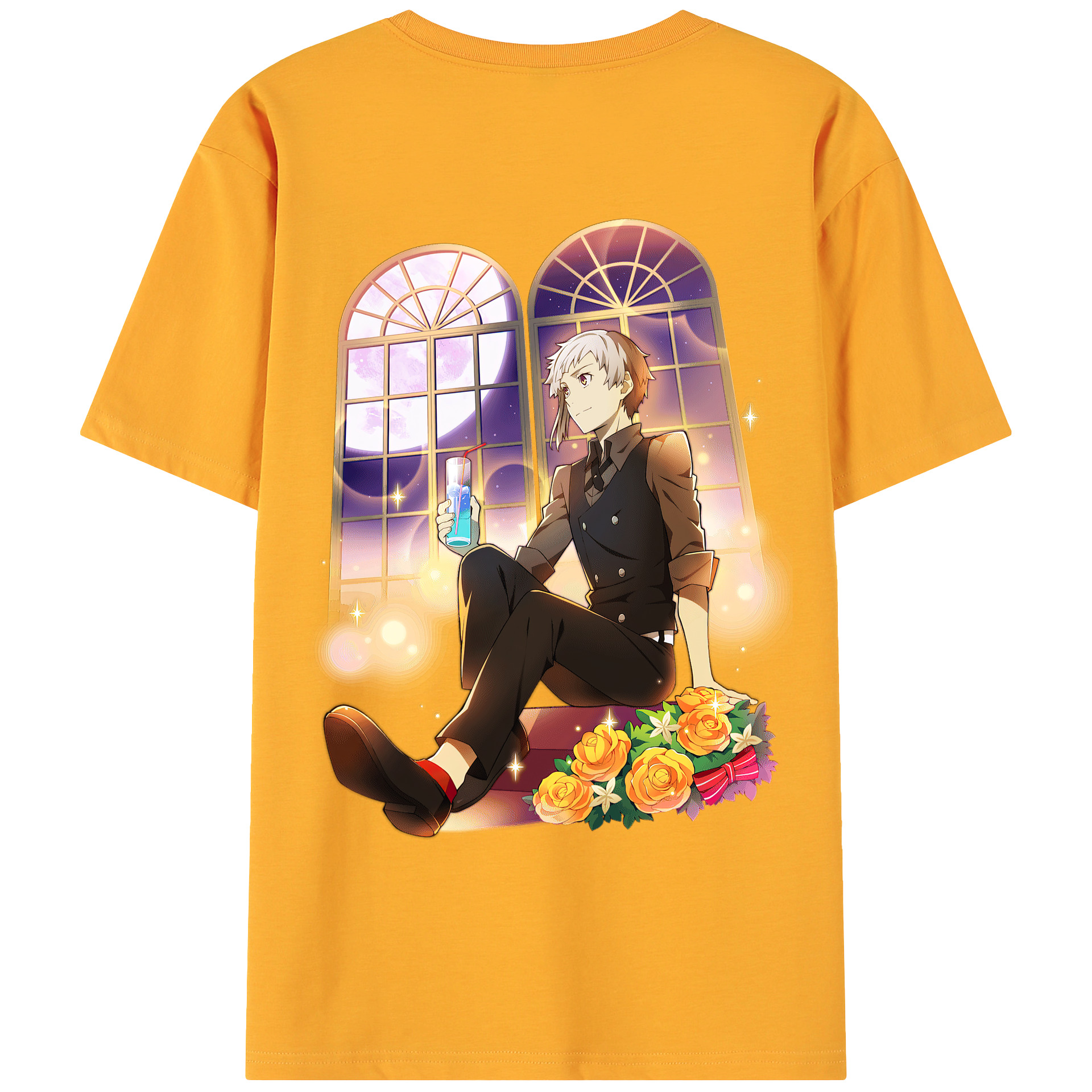 （画像用） 文豪ストレイドッグス Bungo Stray Dogs 綿100％ メンズ半袖Tシャツ（バックプリント） 通気性