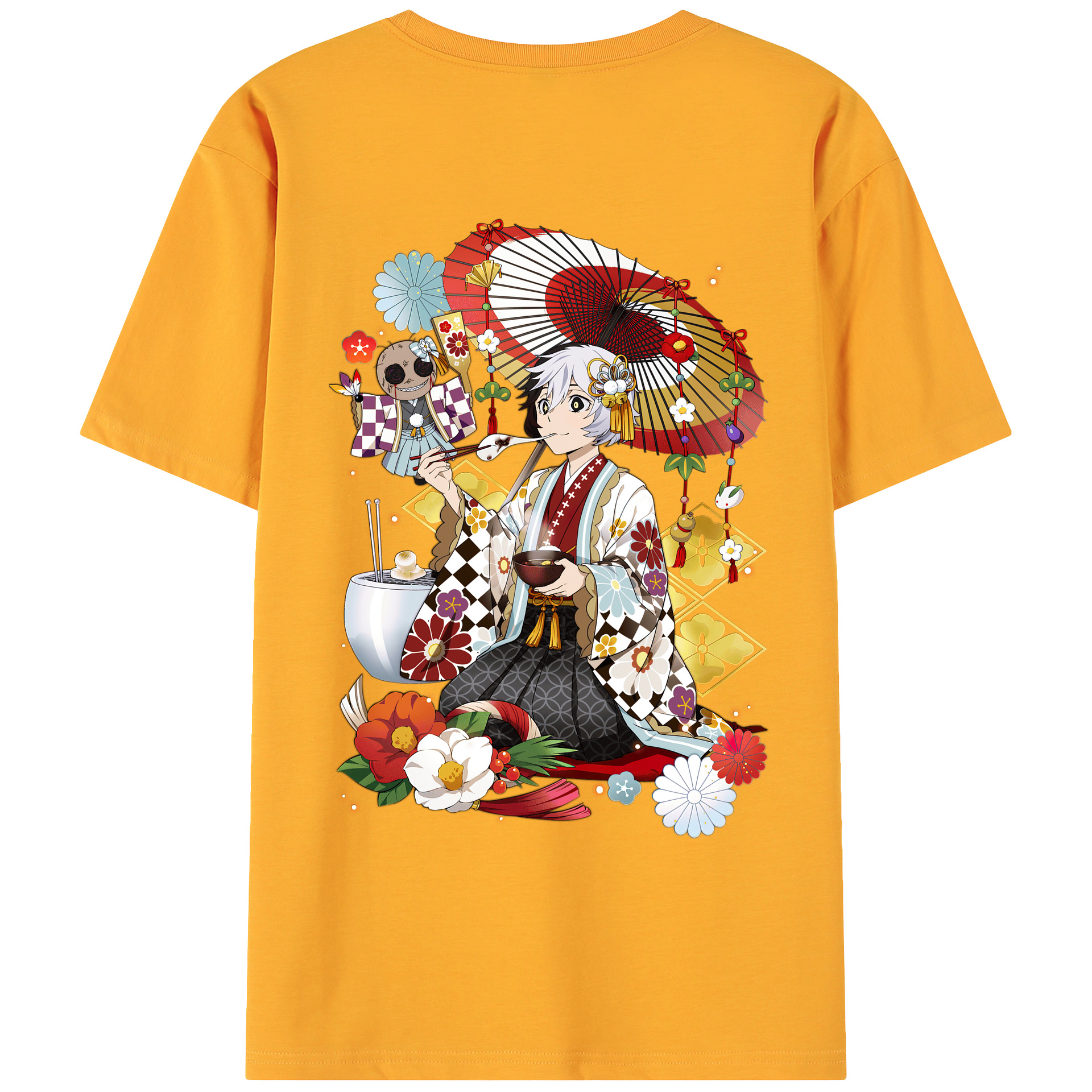 （画像用） 文豪ストレイドッグス Bungo Stray Dogs 綿100％ メンズ半袖Tシャツ（バックプリント） 通気性