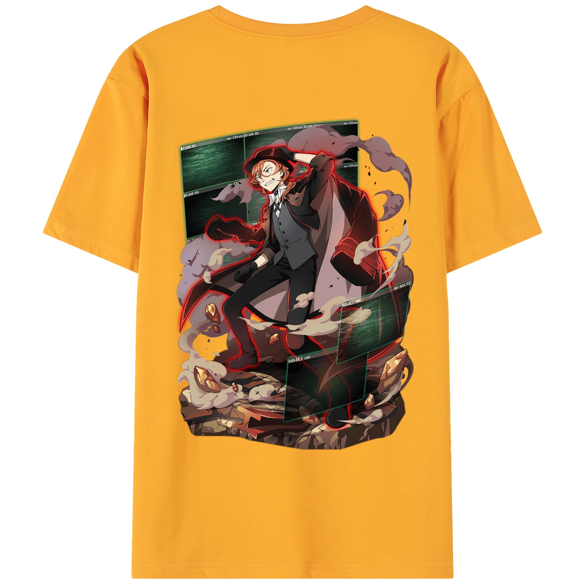 （画像用） 文豪ストレイドッグス Bungo Stray Dogs 綿100％ メンズ半袖Tシャツ（バックプリント） 通気性