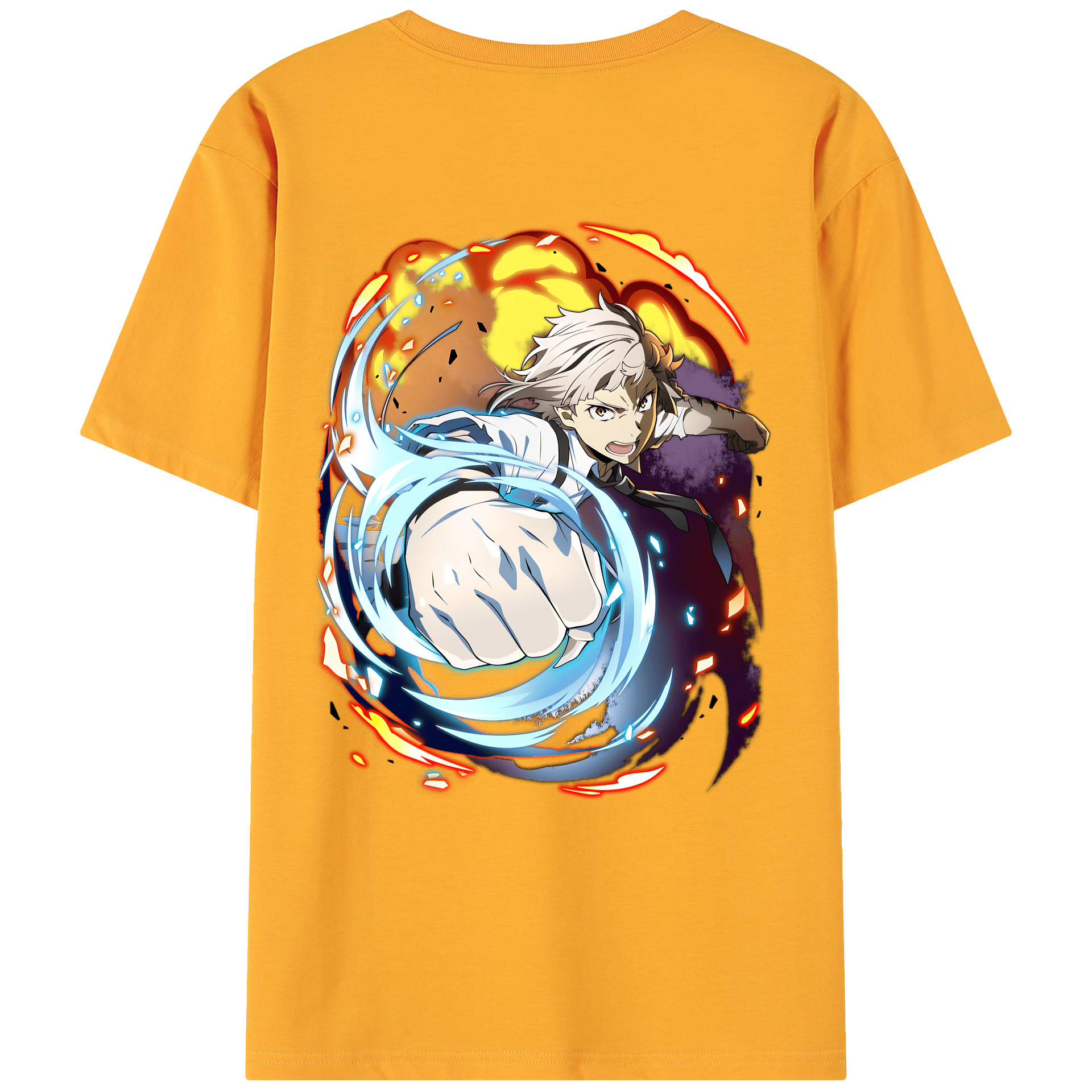（画像用） 文豪ストレイドッグス Bungo Stray Dogs 綿100％ メンズ半袖Tシャツ（バックプリント） 通気性