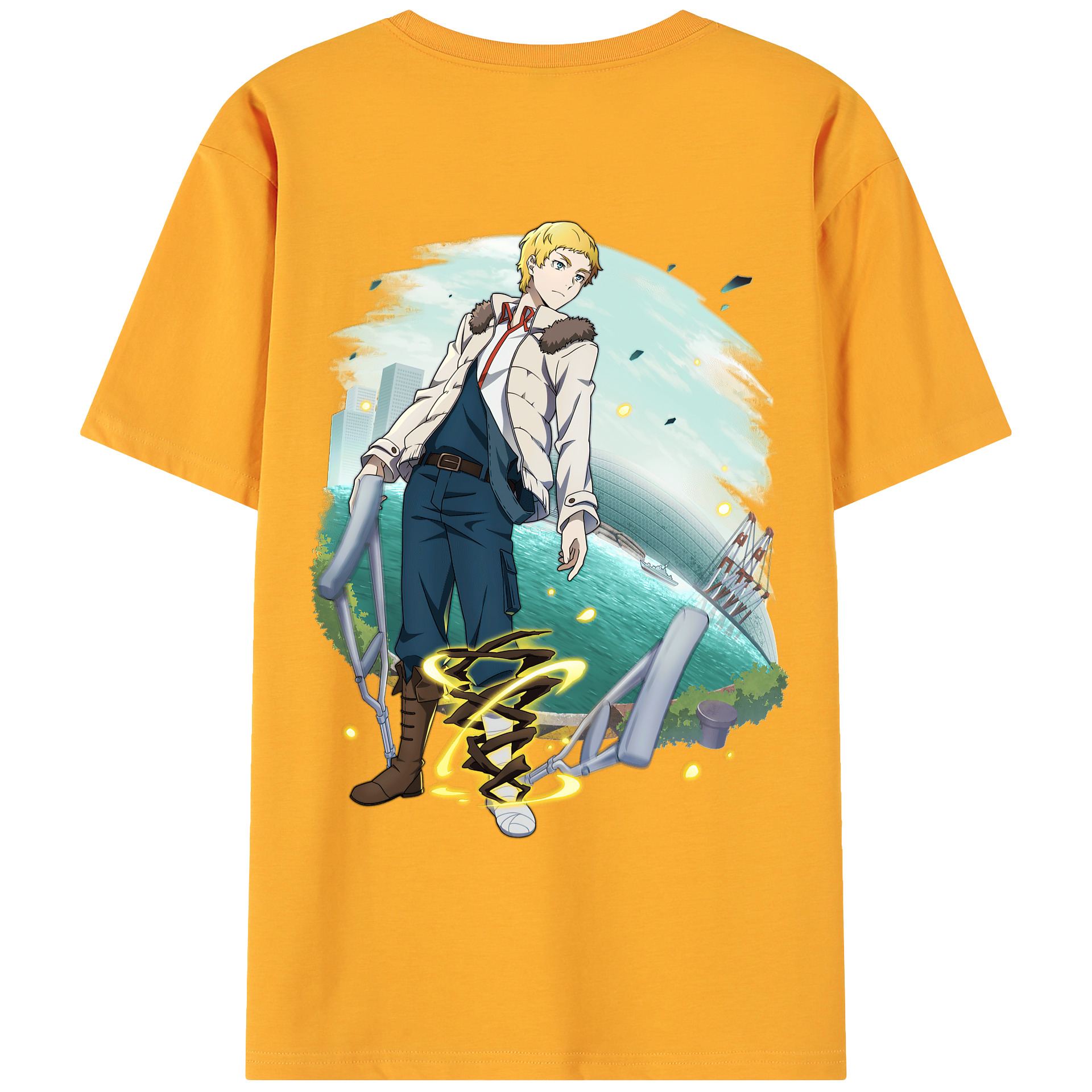 （画像用） 文豪ストレイドッグス Bungo Stray Dogs 綿100％ メンズ半袖Tシャツ（バックプリント） 通気性