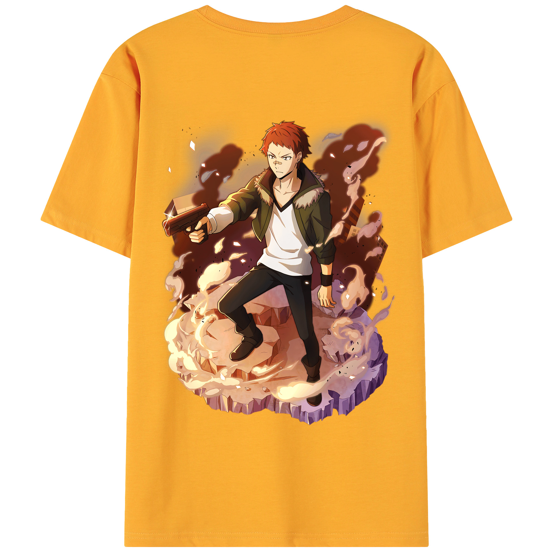 （画像用） 文豪ストレイドッグス Bungo Stray Dogs 綿100％ メンズ半袖Tシャツ（バックプリント） 通気性