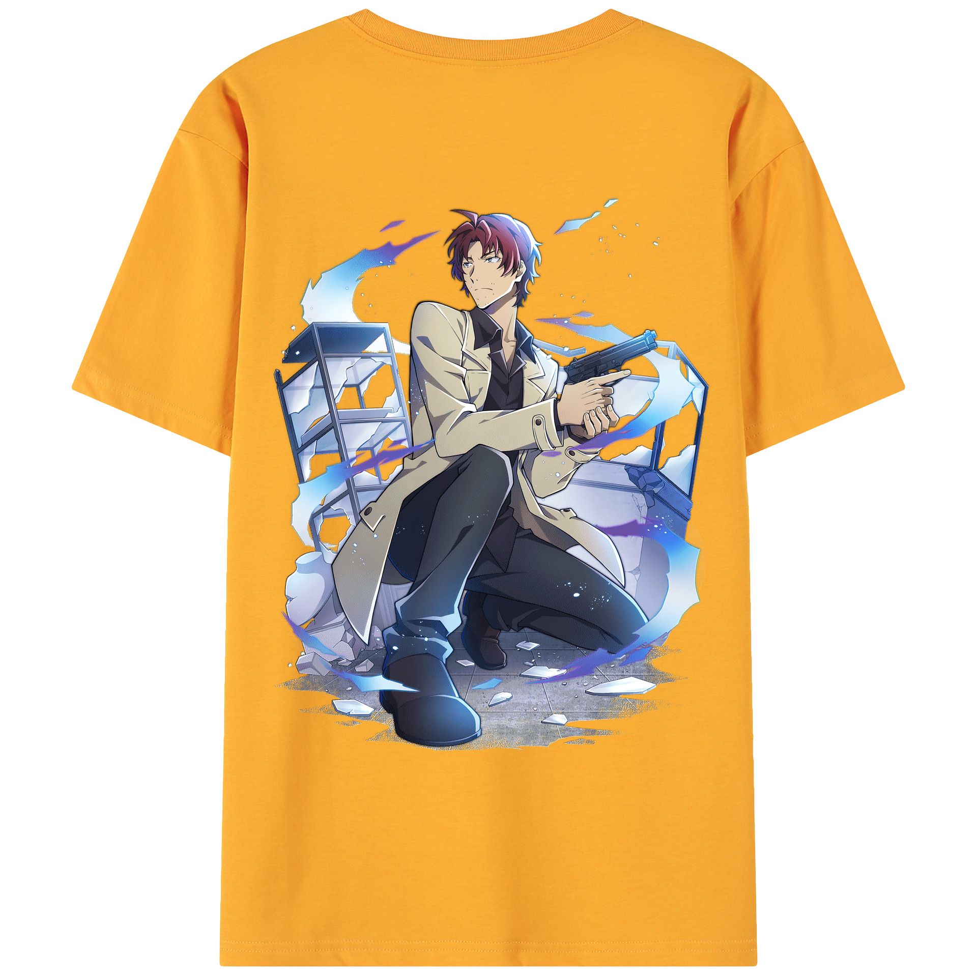 （画像用） 文豪ストレイドッグス Bungo Stray Dogs 綿100％ メンズ半袖Tシャツ（バックプリント） 通気性