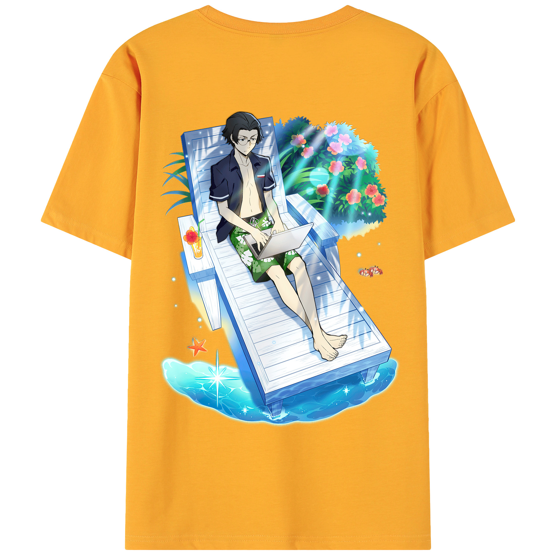 （画像用） 文豪ストレイドッグス Bungo Stray Dogs 綿100％ メンズ半袖Tシャツ（バックプリント） 通気性