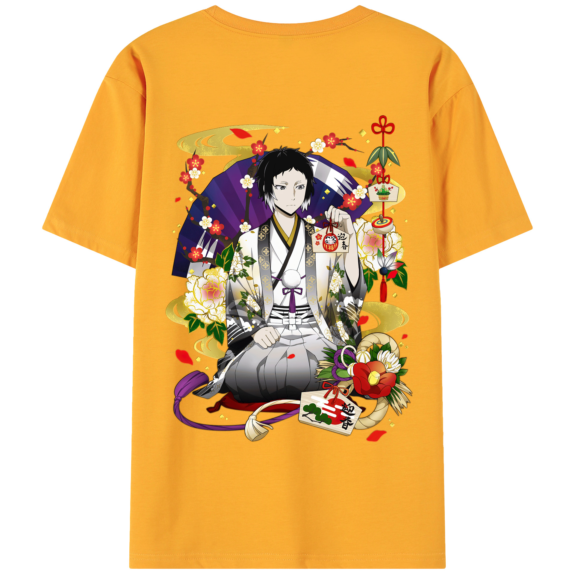 （画像用） 文豪ストレイドッグス Bungo Stray Dogs 綿100％ メンズ半袖Tシャツ（バックプリント） 通気性