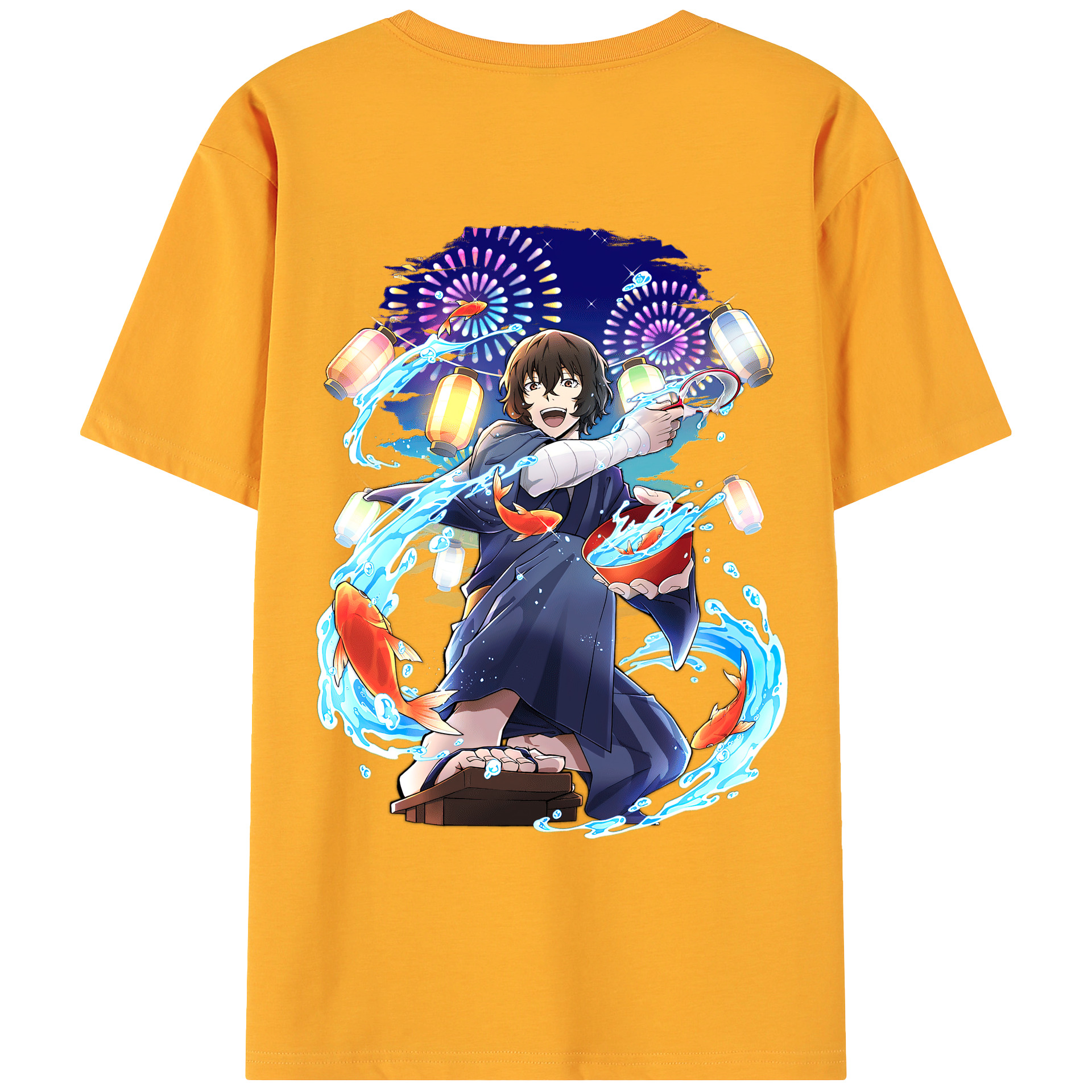 （画像用） 文豪ストレイドッグス Bungo Stray Dogs 綿100％ メンズ半袖Tシャツ（バックプリント） 通気性