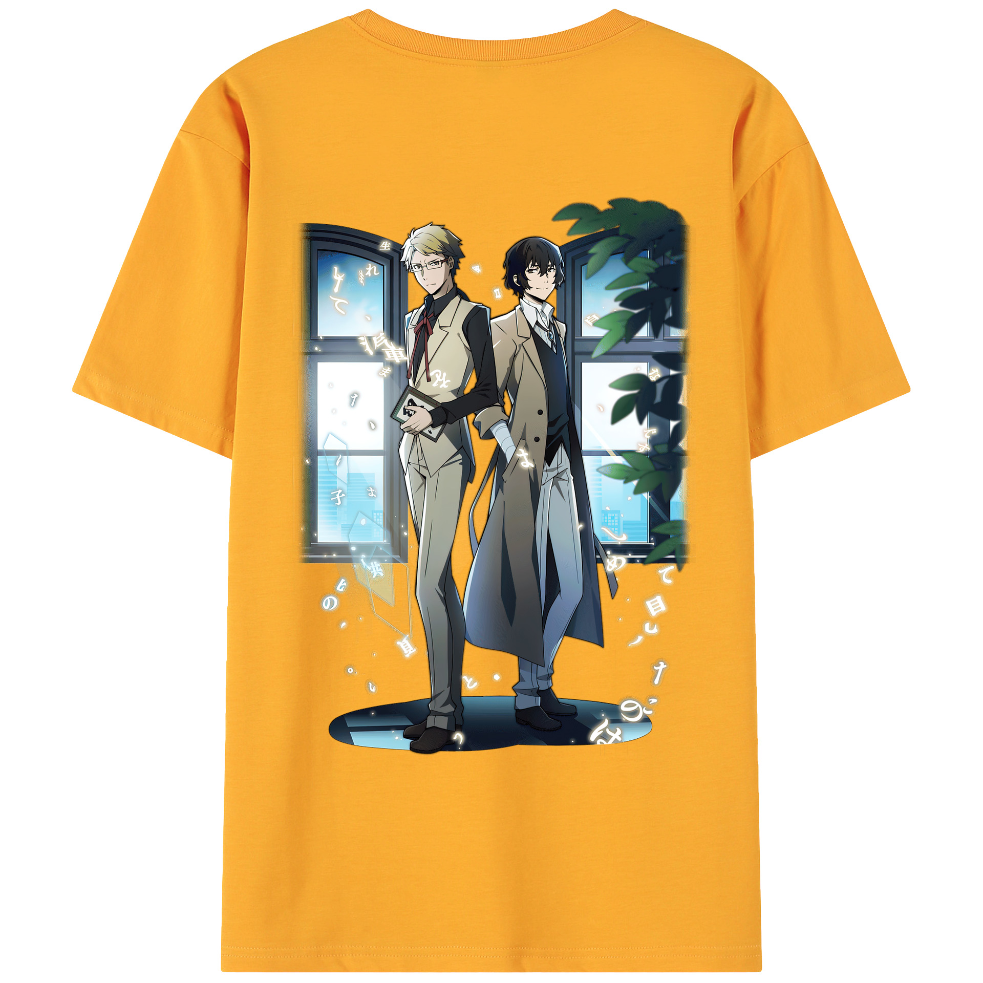 （画像用） 文豪ストレイドッグス Bungo Stray Dogs 綿100％ メンズ半袖Tシャツ（バックプリント） 通気性