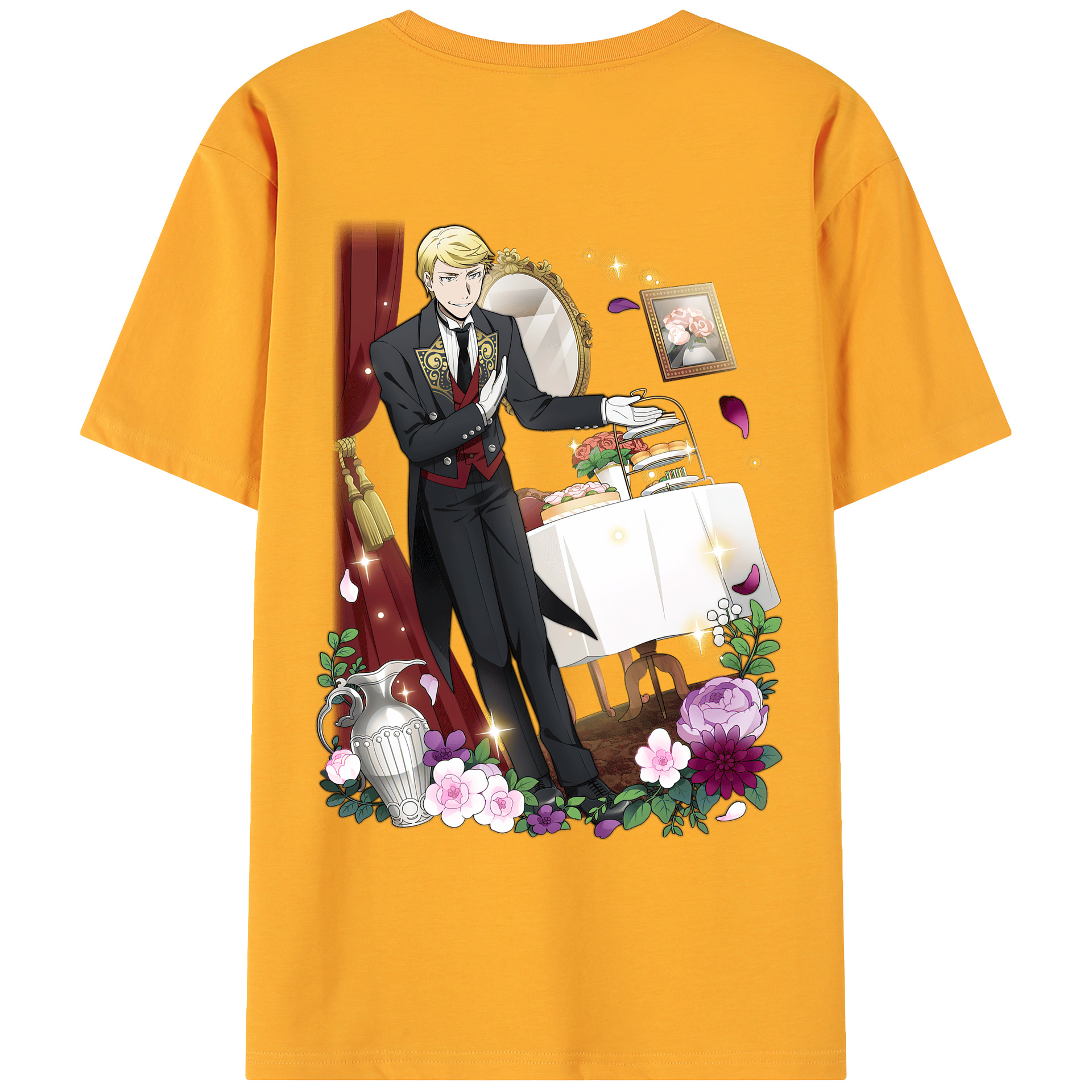 （画像用） 文豪ストレイドッグス Bungo Stray Dogs 綿100％ メンズ半袖Tシャツ（バックプリント） 通気性