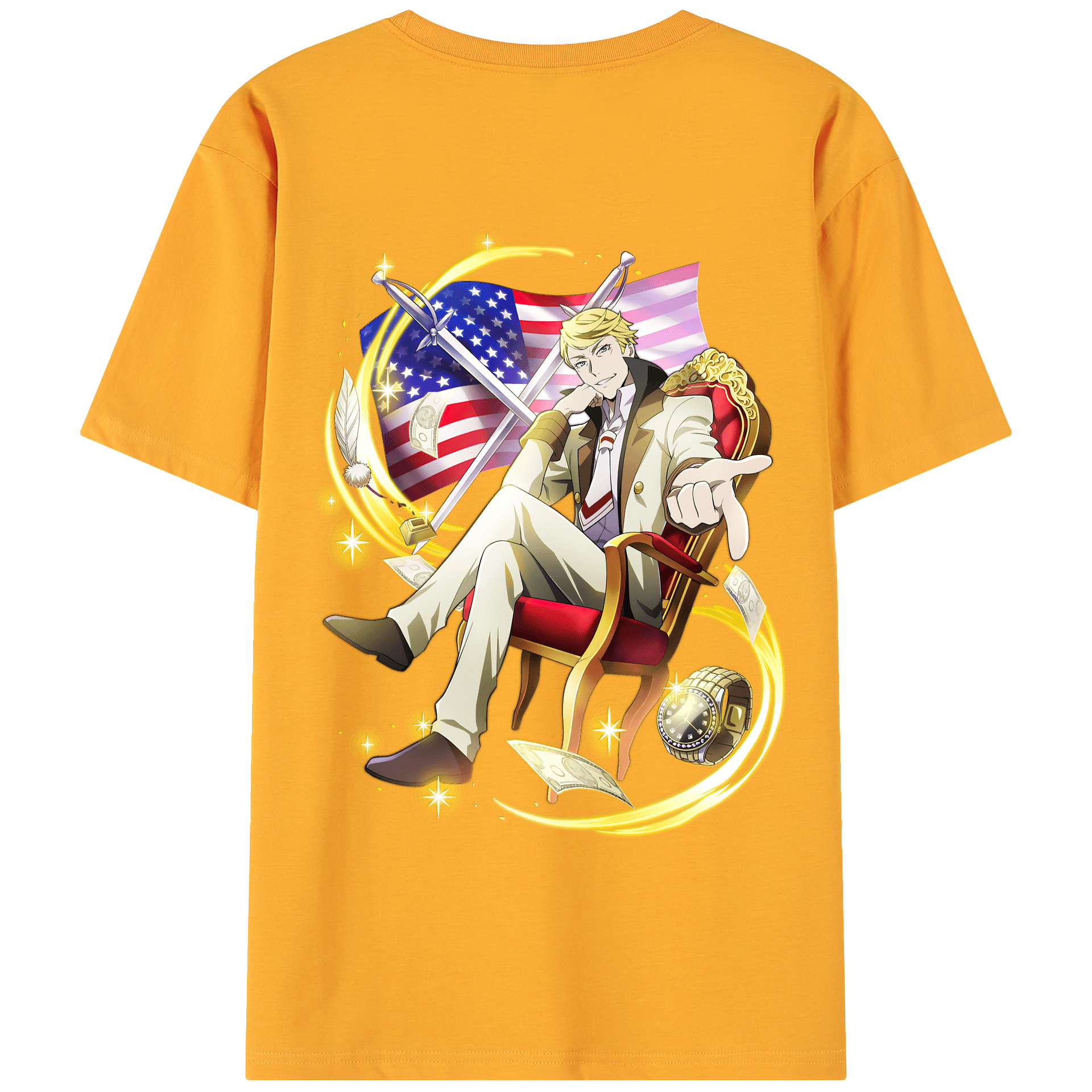 （画像用） 文豪ストレイドッグス Bungo Stray Dogs 綿100％ メンズ半袖Tシャツ（バックプリント） 通気性