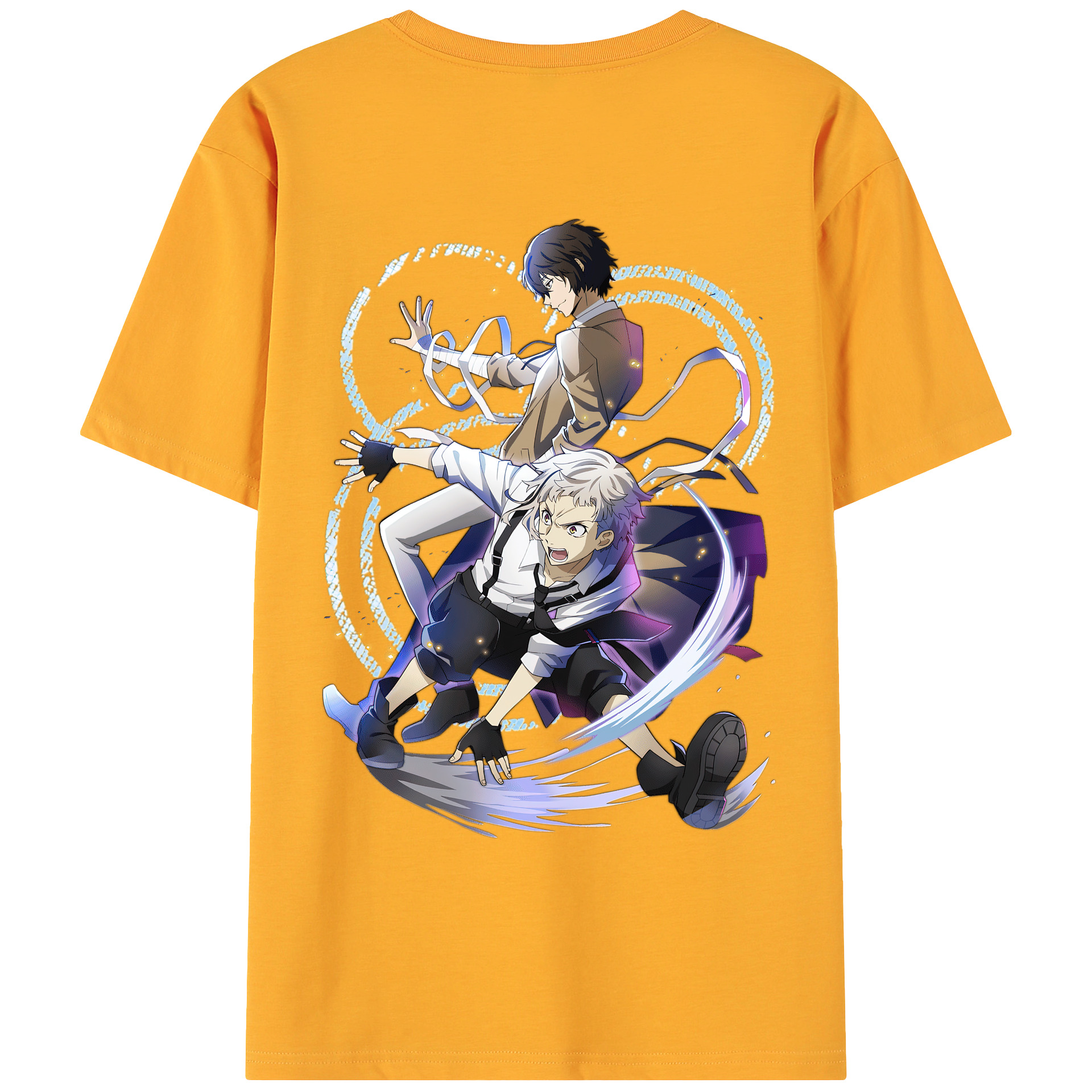 （画像用） 文豪ストレイドッグス Bungo Stray Dogs 綿100％ メンズ半袖Tシャツ（バックプリント） 通気性