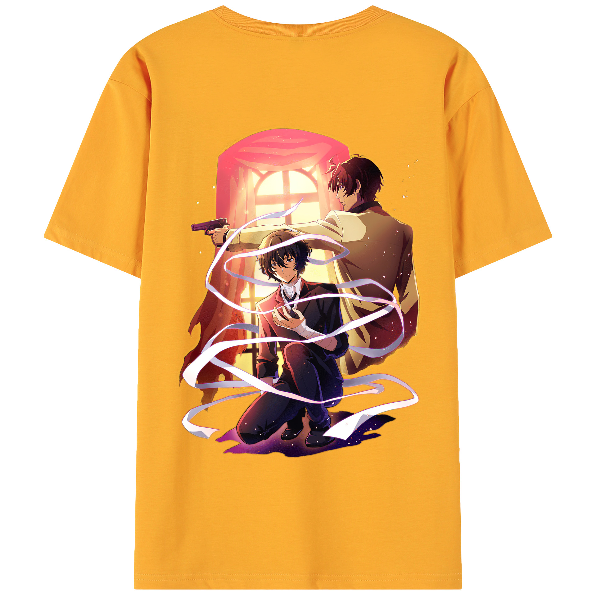 （画像用） 文豪ストレイドッグス Bungo Stray Dogs 綿100％ メンズ半袖Tシャツ（バックプリント） 通気性