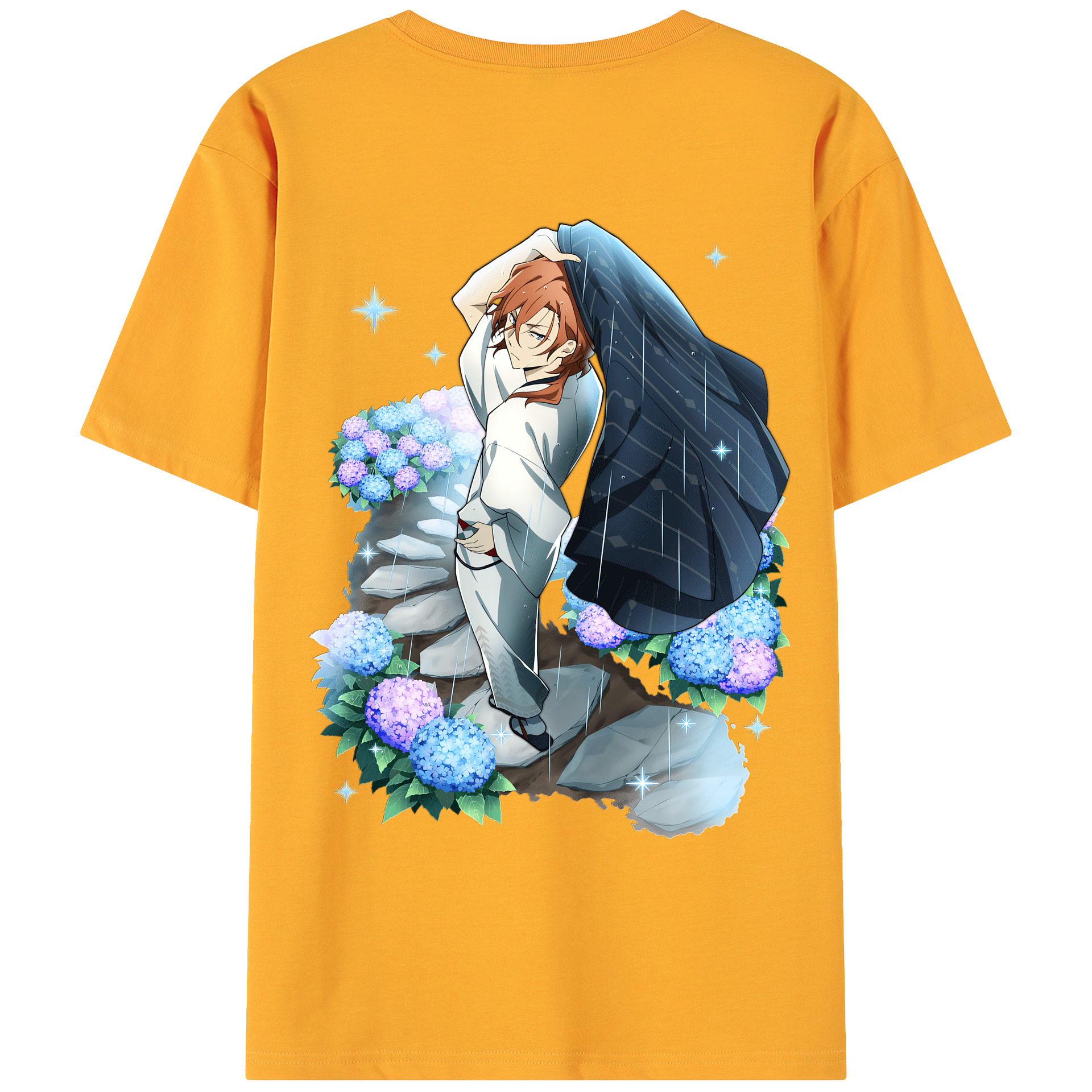 （画像用） 文豪ストレイドッグス Bungo Stray Dogs 綿100％ メンズ半袖Tシャツ（バックプリント） 通気性