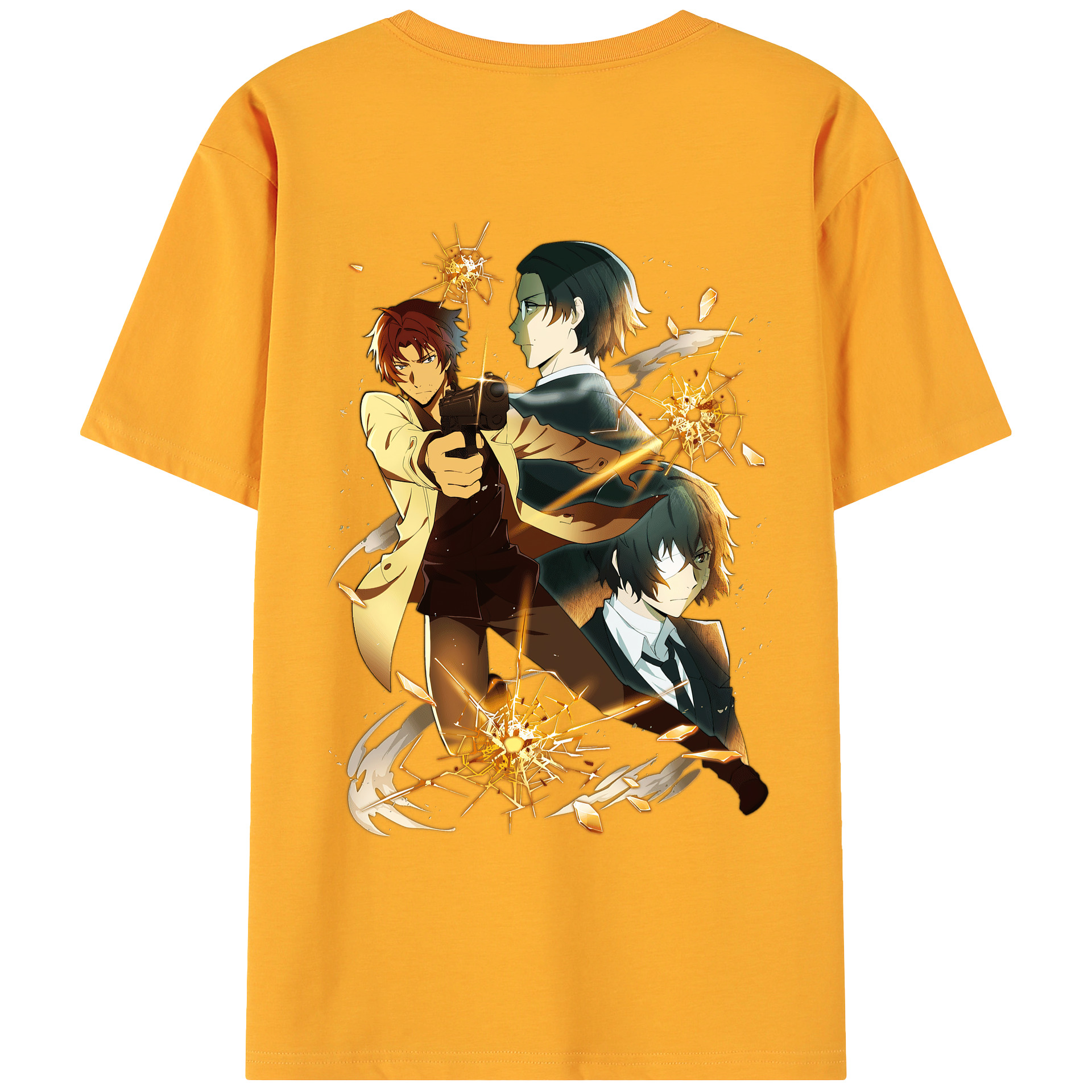 （画像用） 文豪ストレイドッグス Bungo Stray Dogs 綿100％ メンズ半袖Tシャツ（バックプリント） 通気性