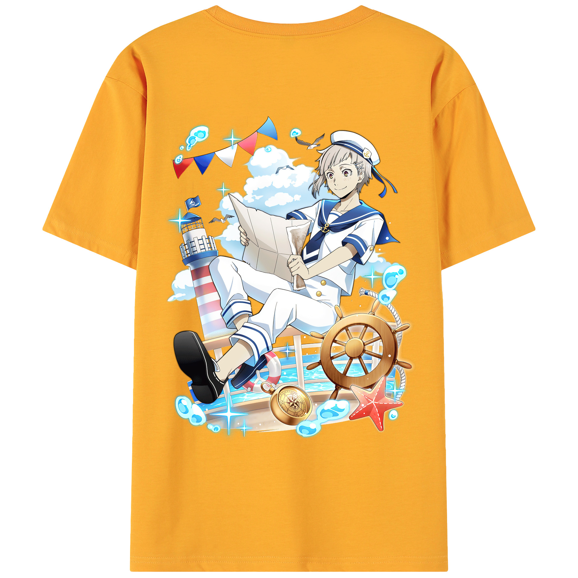 （画像用） 文豪ストレイドッグス Bungo Stray Dogs 綿100％ メンズ半袖Tシャツ（バックプリント） 通気性