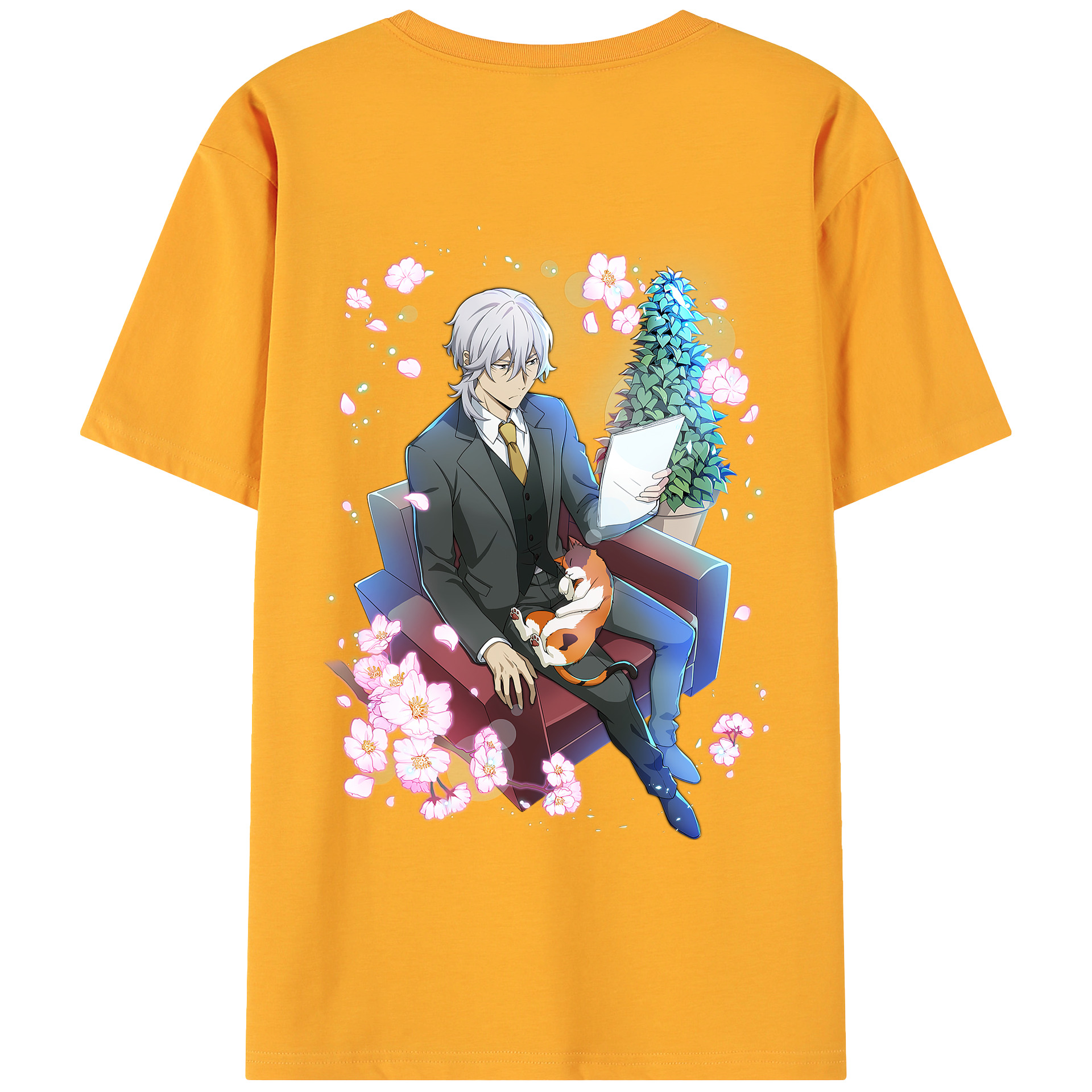 （画像用） 文豪ストレイドッグス Bungo Stray Dogs 綿100％ メンズ半袖Tシャツ（バックプリント） 通気性