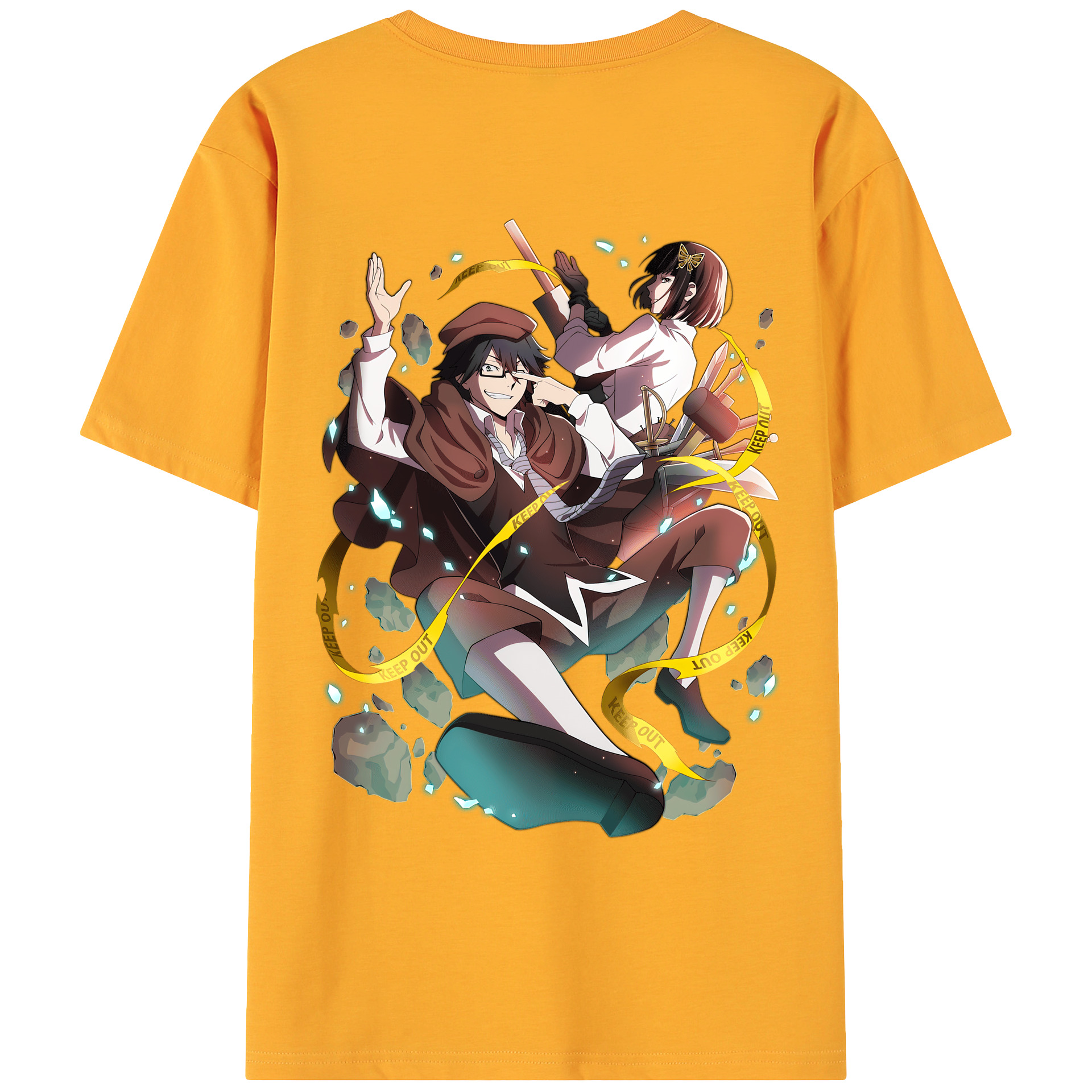 （画像用） 文豪ストレイドッグス Bungo Stray Dogs 綿100％ メンズ半袖Tシャツ（バックプリント） 通気性
