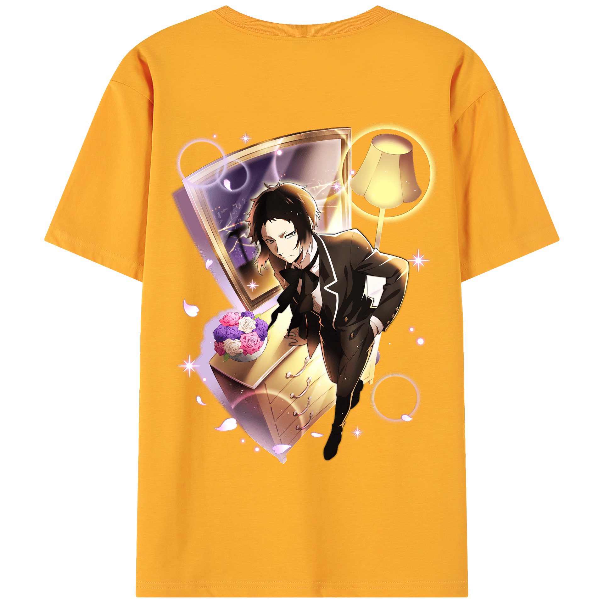 （画像用） 文豪ストレイドッグス Bungo Stray Dogs 綿100％ メンズ半袖Tシャツ（バックプリント） 通気性