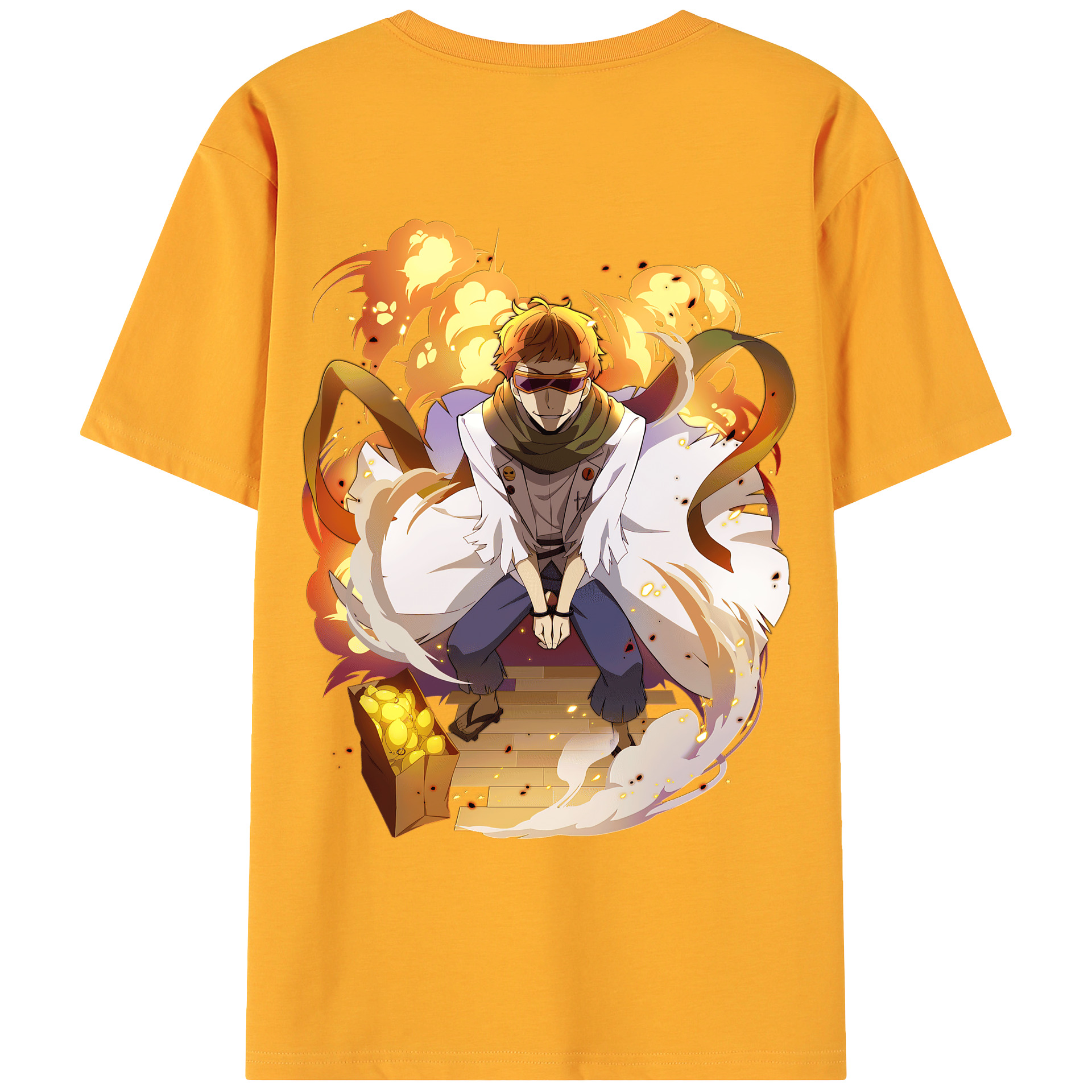 （画像用） 文豪ストレイドッグス Bungo Stray Dogs 綿100％ メンズ半袖Tシャツ（バックプリント） 通気性