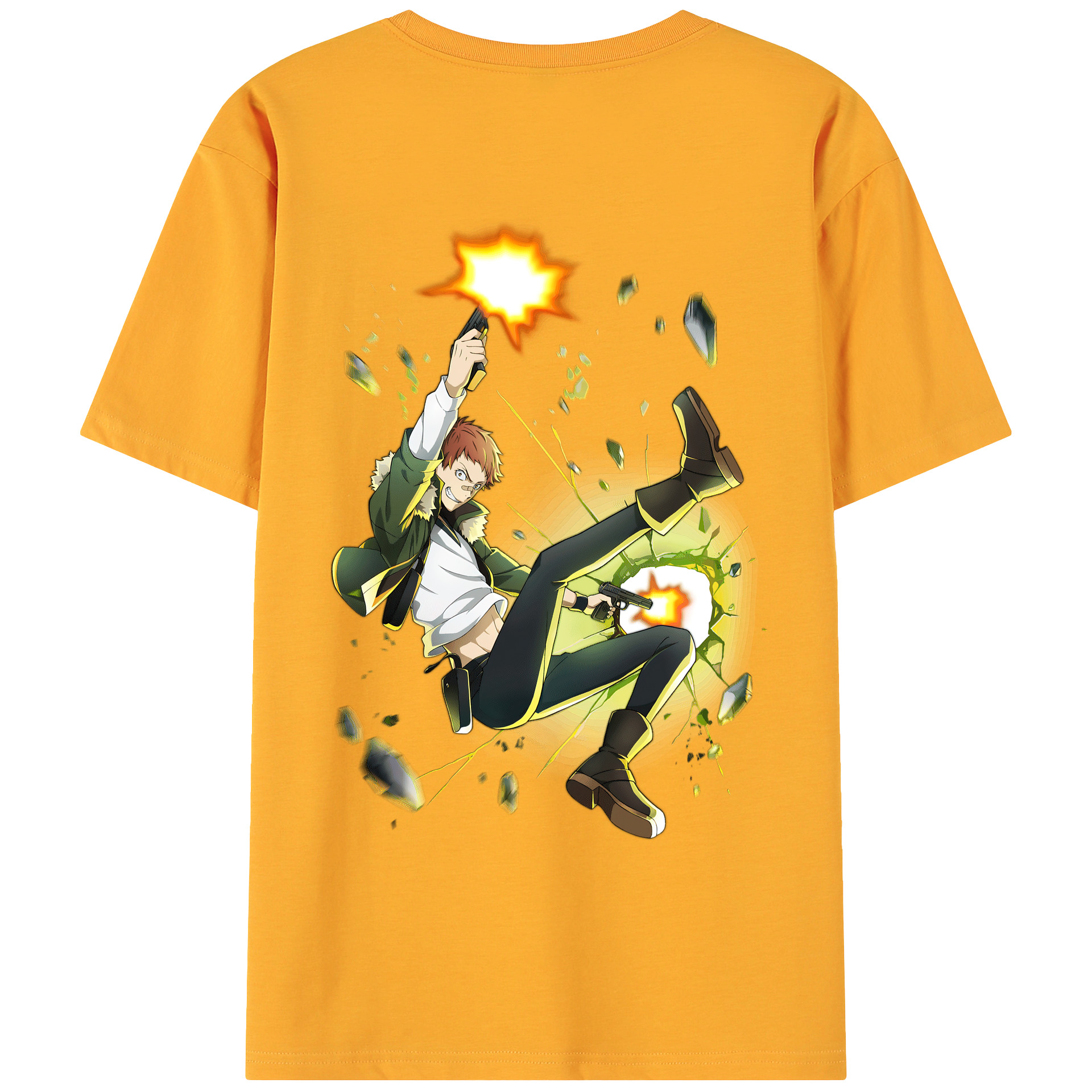 （画像用） 文豪ストレイドッグス Bungo Stray Dogs 綿100％ メンズ半袖Tシャツ（バックプリント） 通気性