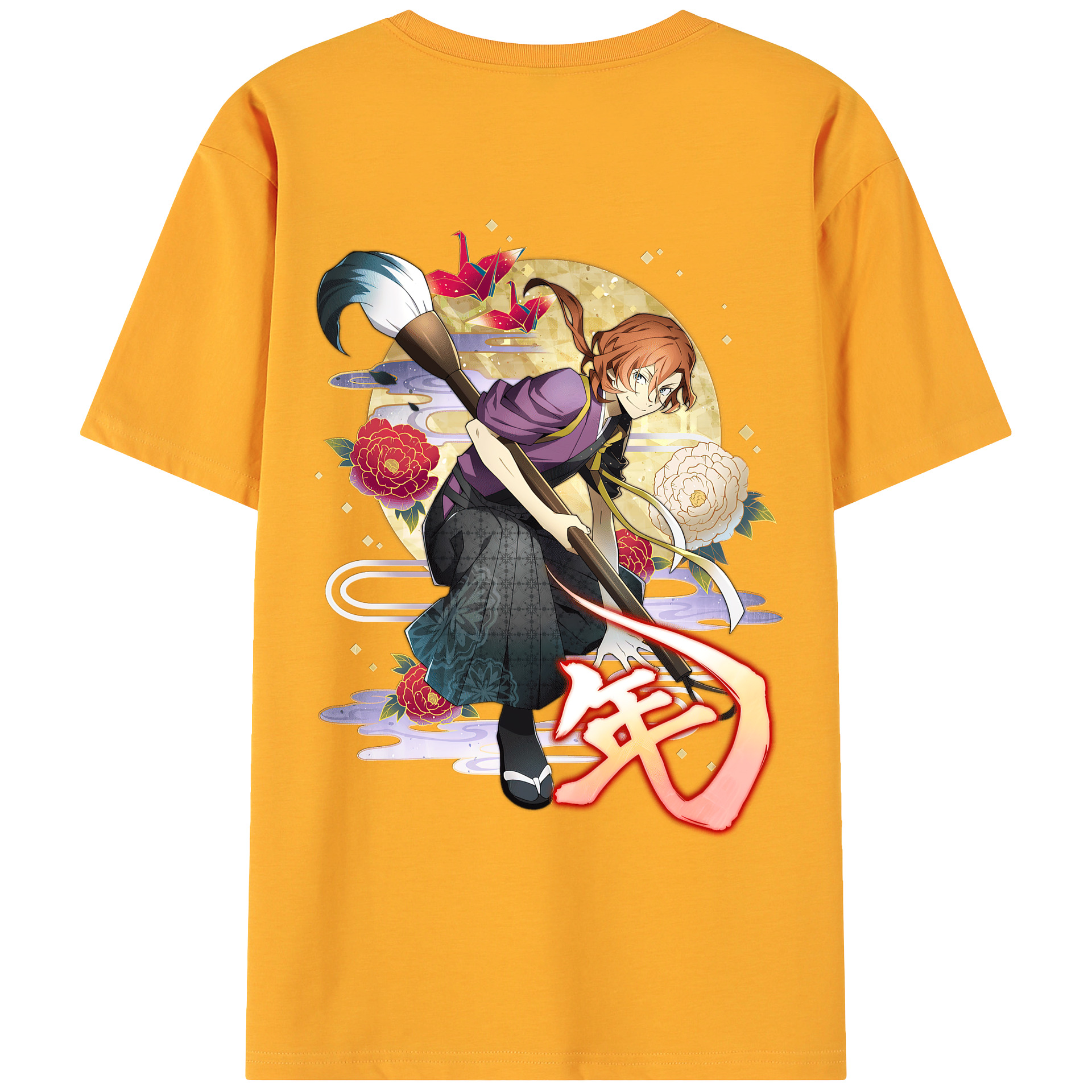 （画像用） 文豪ストレイドッグス Bungo Stray Dogs 綿100％ メンズ半袖Tシャツ（バックプリント） 通気性