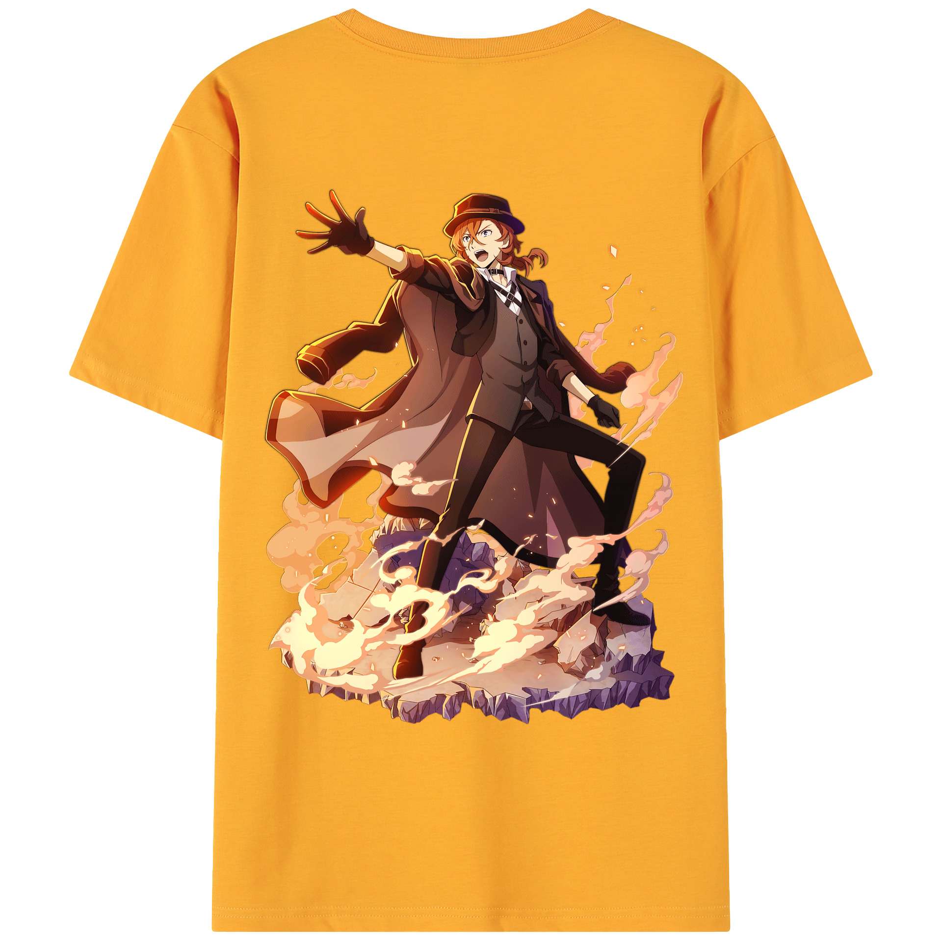 （画像用） 文豪ストレイドッグス Bungo Stray Dogs 綿100％ メンズ半袖Tシャツ（バックプリント） 通気性